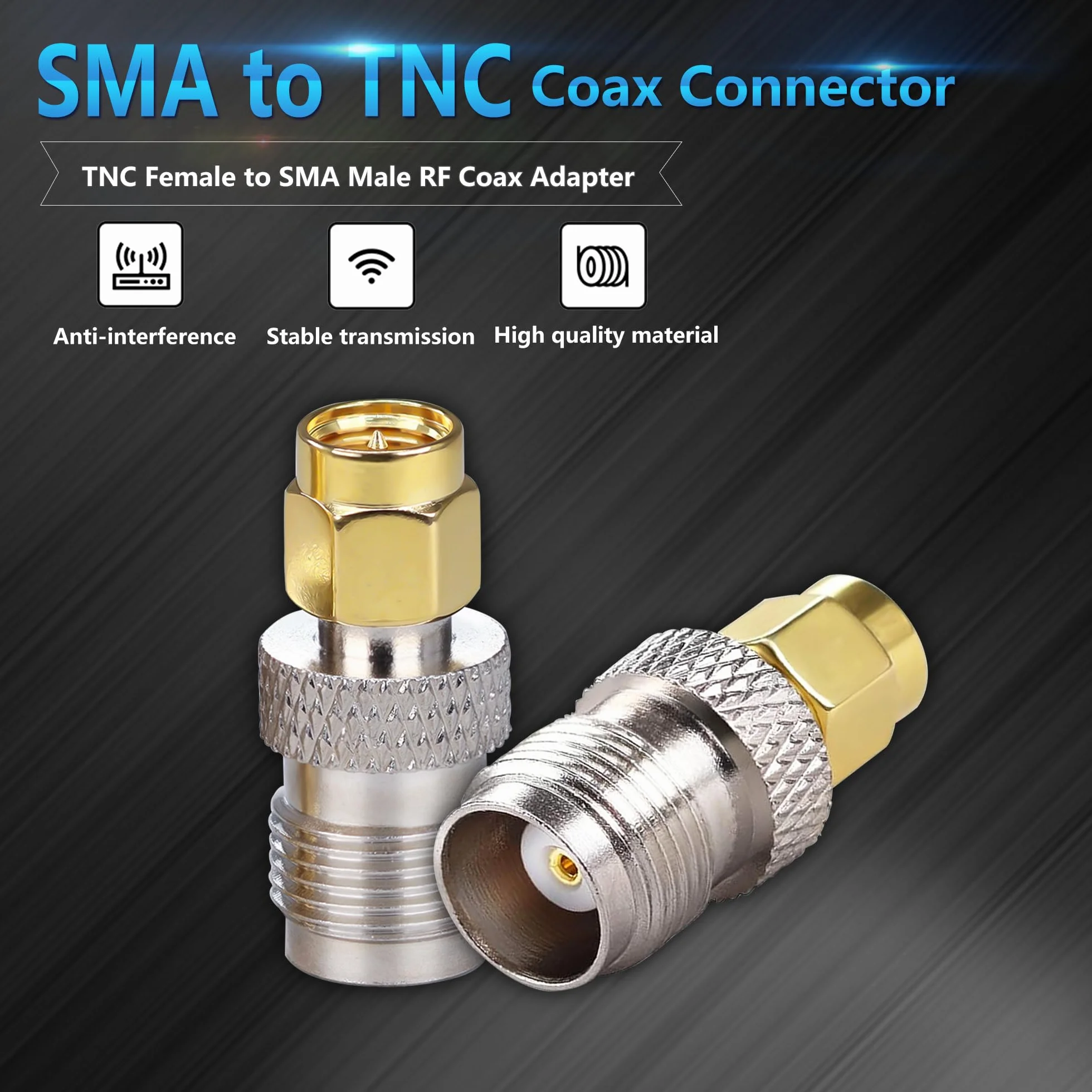 Adapter koncentryczny SMA męski na żeński TNC, 50 omów, 2 szt