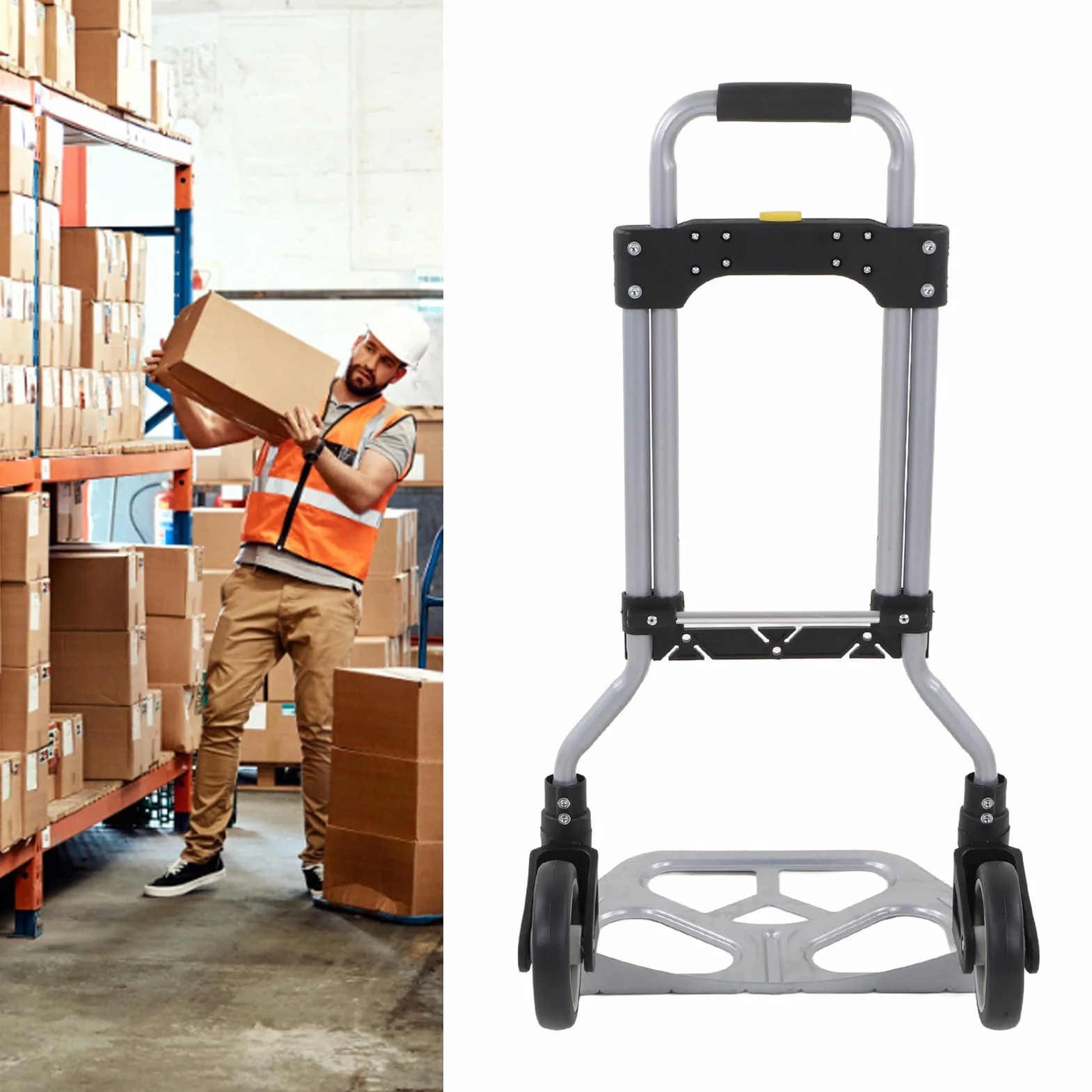 Wózek Dolly Składany Wózek Ręczny Dolly 70kg Łożysko z 2 Kołami do Transportu