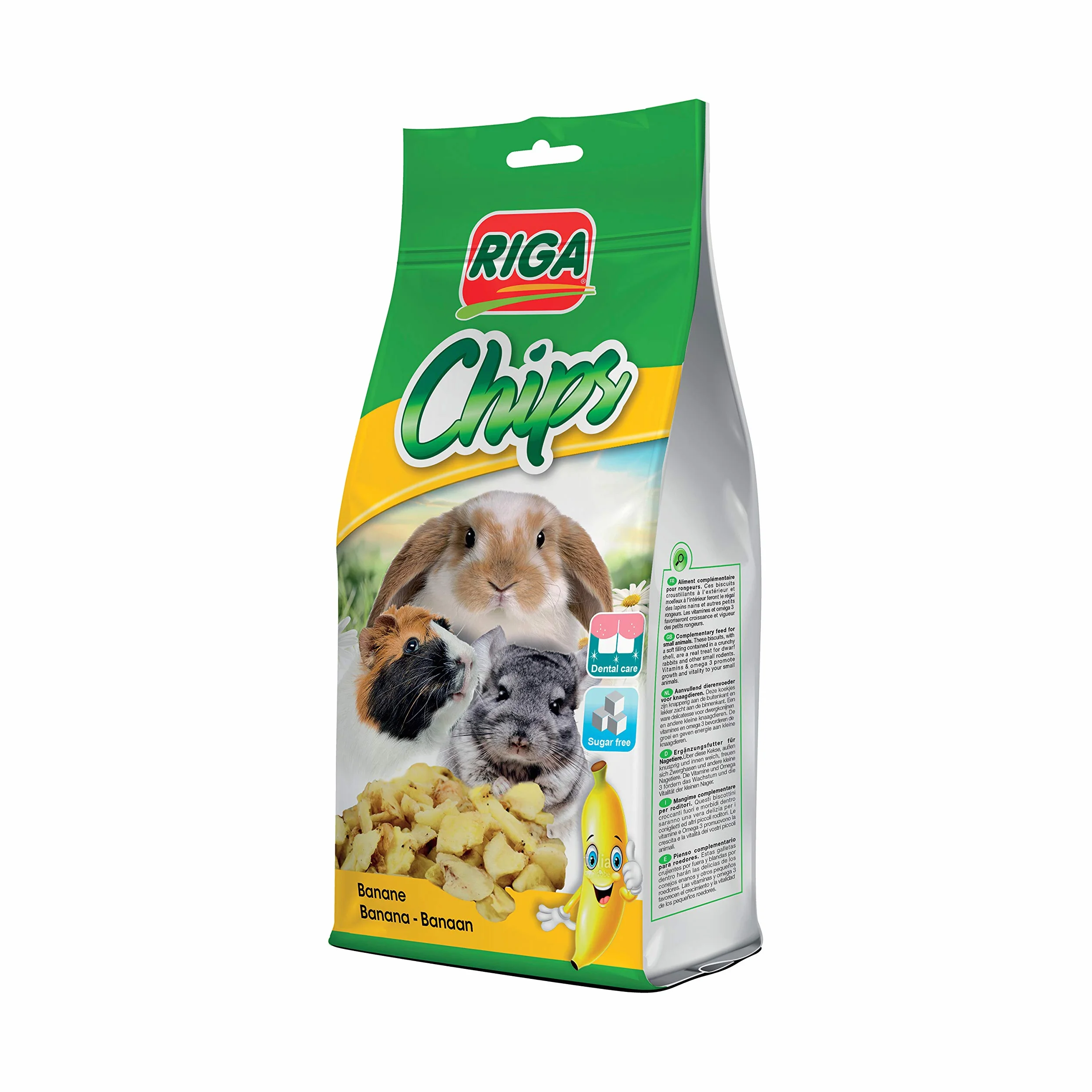 RIGA - Suszone chipsy bananowe - Naturalny przysmak dla gryzoni - Bogaty w witaminy i minerały - bez dodatków - Idealny do noszenia zębów - 50G