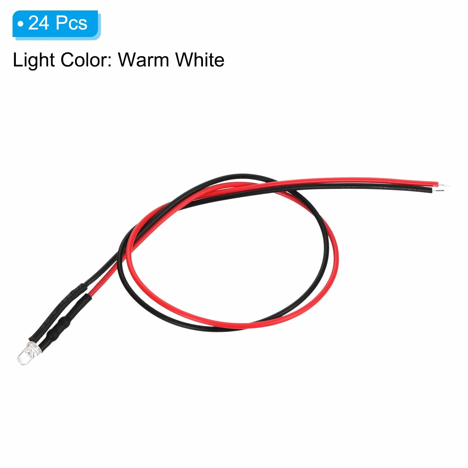 PATIKIL Dioda LED 3 mm 24 szt. 3-6 V DC wstępnie przewodowe mini światła LED ciepłe białe