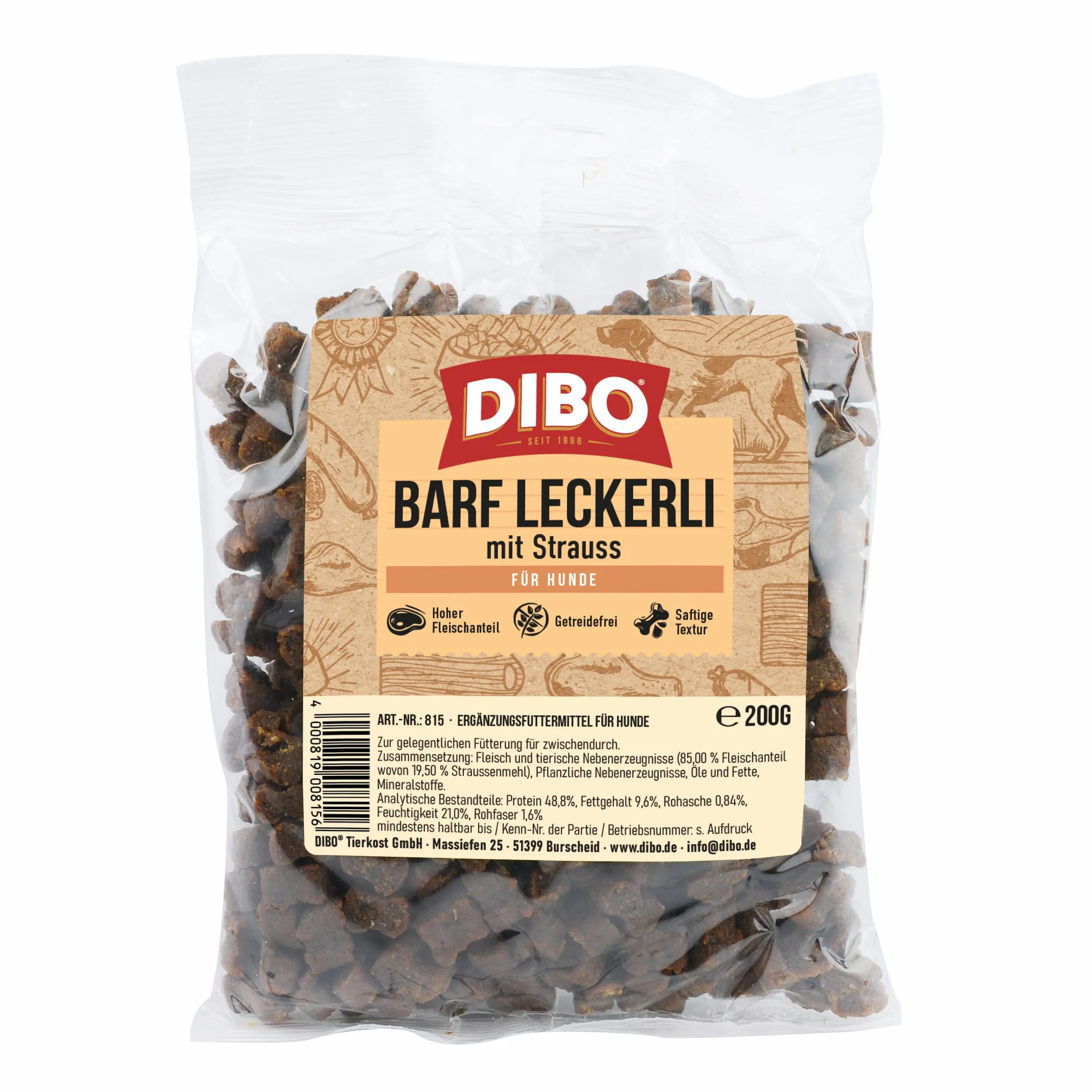 Dibo Przekąska dla Psów, Struś, 200 g