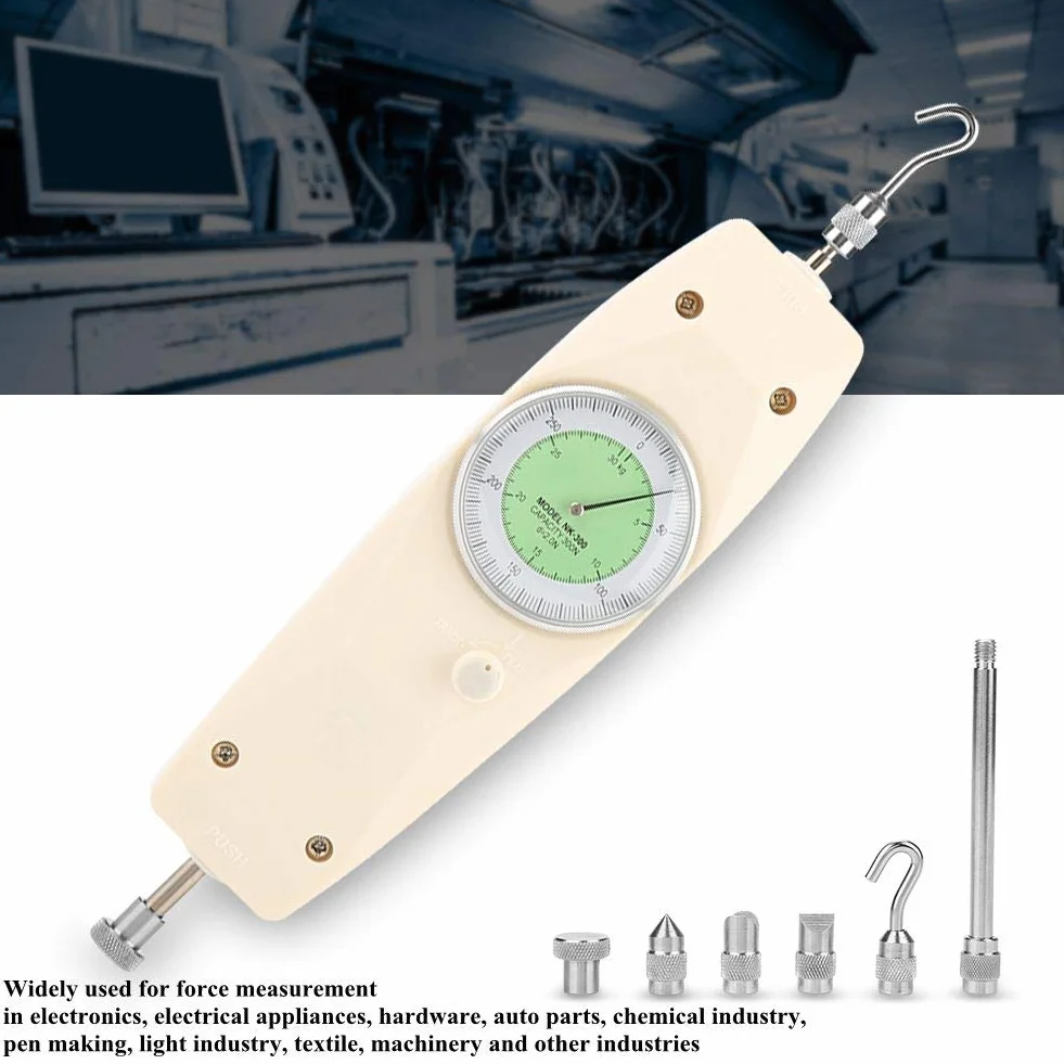 Dynamometr, analogowy dynamometr 300N do pomiaru siły Tester Przyrząd do pomiaru siły ciągnięcia i pchania do pomiaru siły urządzeń elektrycznych, sprzętu, części samochodowych, przemysłu lekkiego, maszyn