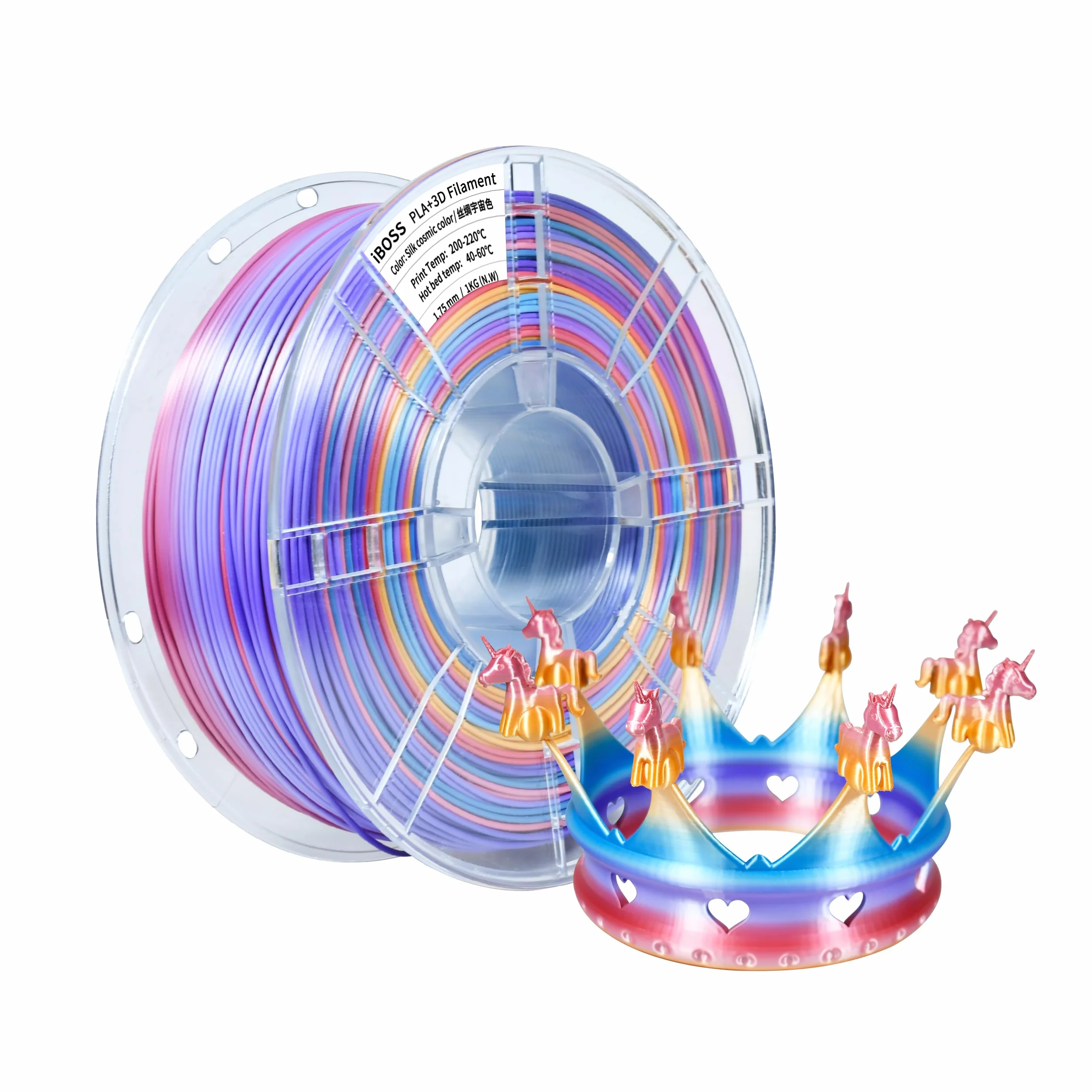 iBOSS PLA+ Filament 1,75 mm tęczowy 1 kg do drukarki 3D