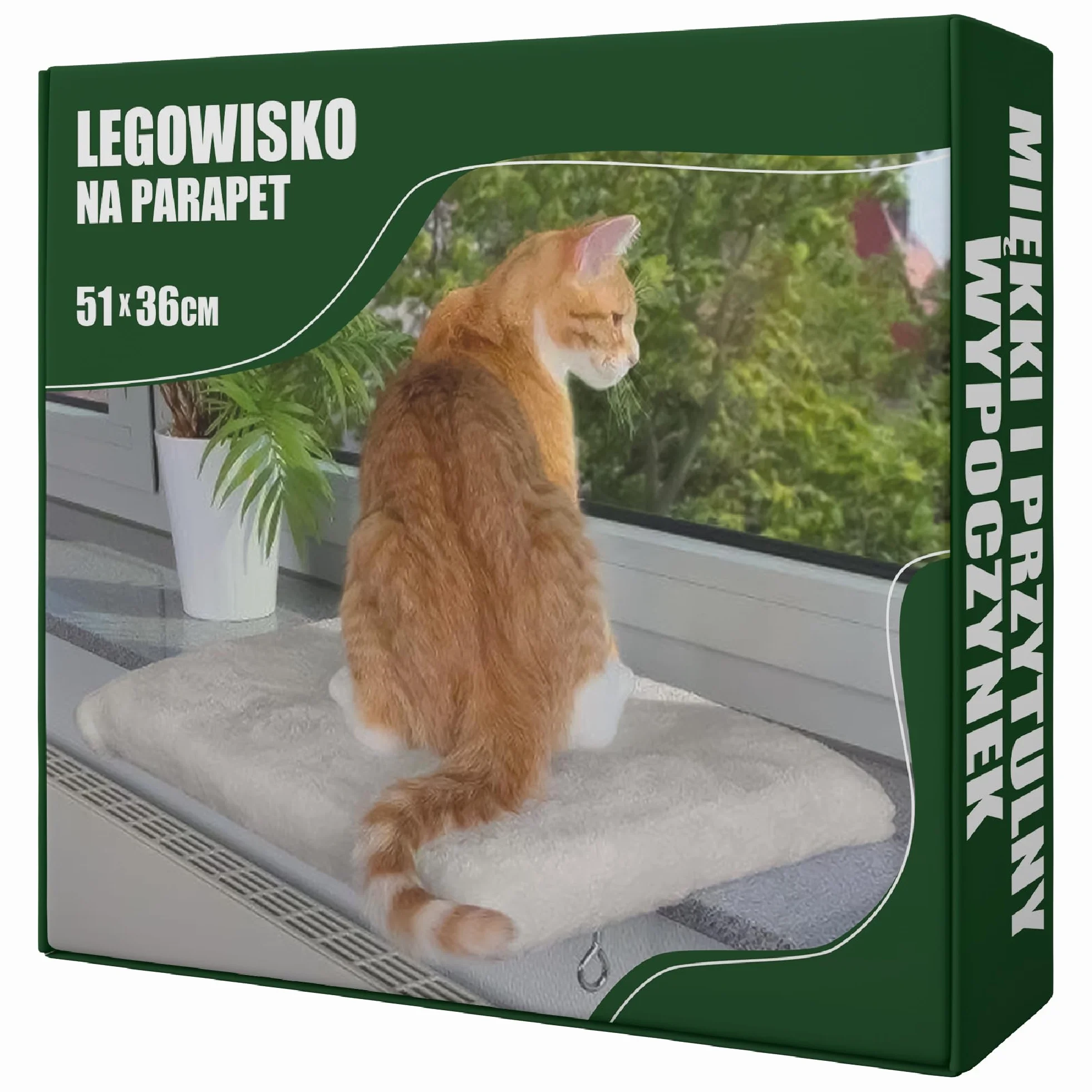 Legowisko na Parapet dla Kota 51 x 36 cm Kotów Kociąt Posłanie Łóżko Poduszka Miejsce Obserwacji na Okno Okienne Puszyste Wygodne Miękkie Zdejmowane Trwałe Siedzisko Wylegiwania Odpoczynku