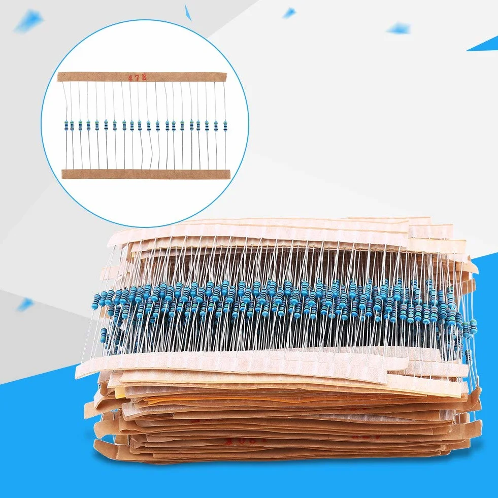 1280 stücke 1 / 4W Widerstand Kit Sortiment, 64 Werte ohm Metallschichtwiderstände Sortiment Komponenten Kit Set 1-10 Mt