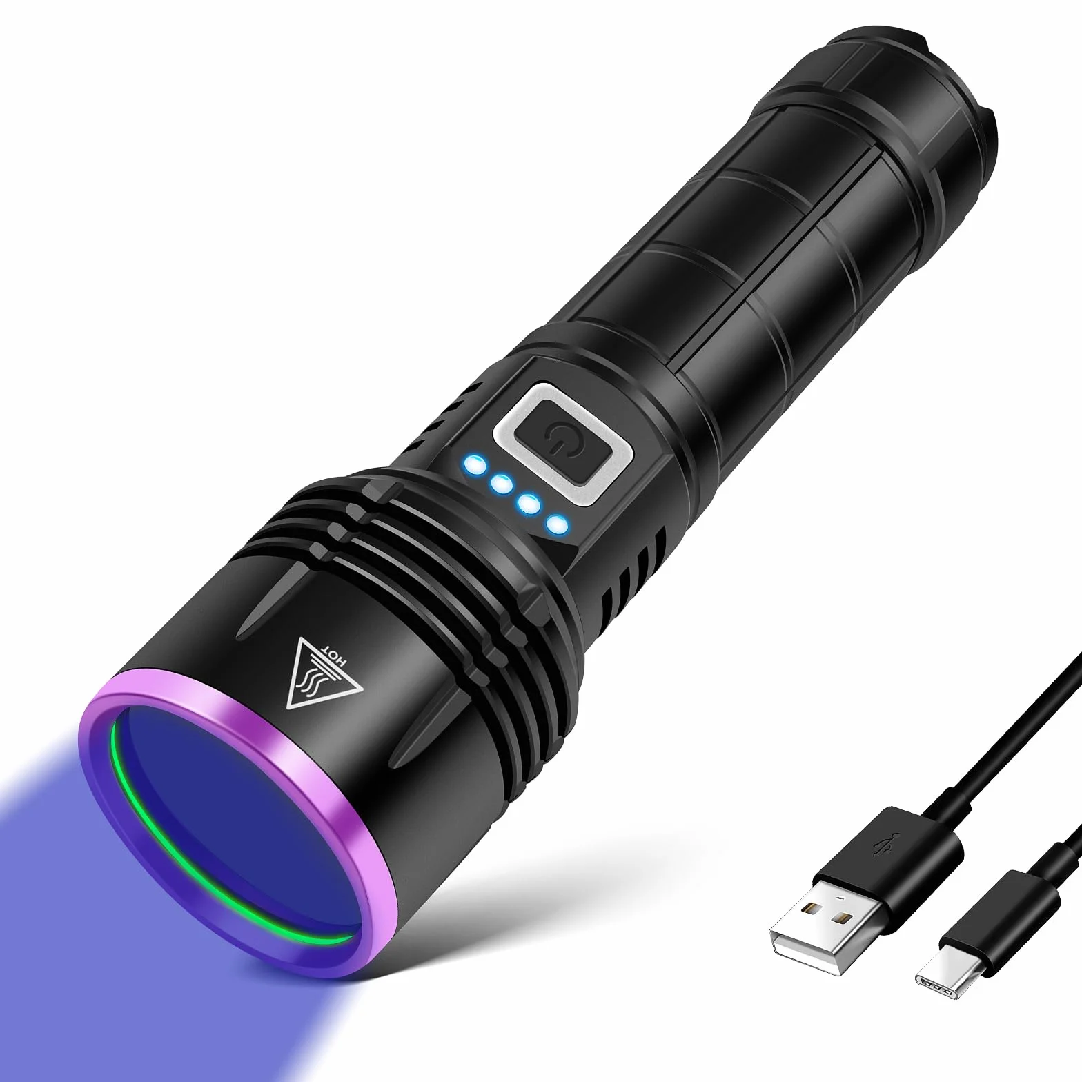 Latarka UV 20 W, 5000 mAh, wysoka moc, 365 nm, światło UV, USB, ładowane, czarne światło do wykrywania moczu zwierząt domowych, utwardzania żywicy, wyszukiwarki piłek golfowych, sprawdzania notatek
