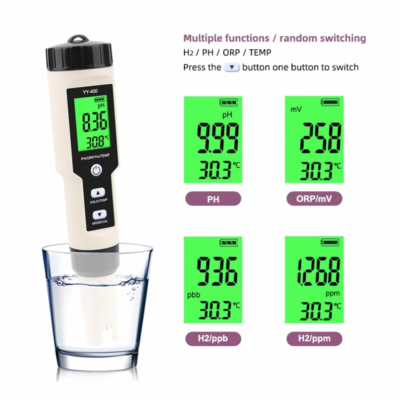 Przenośny tester jakości wody 4 w 1 YY-400 PH ORP H2