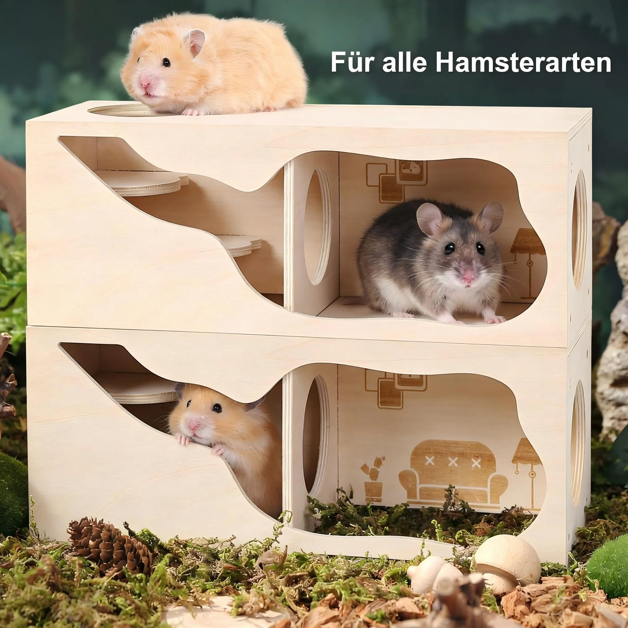 Schowek dla chomików, domek dla chomików, tunel chomika i labirynt chomików jako wielokomorowy - magnetyczny modułowy chomik akcesoria i zabawka dla chomików, chomików syryjskich i małych zwierząt