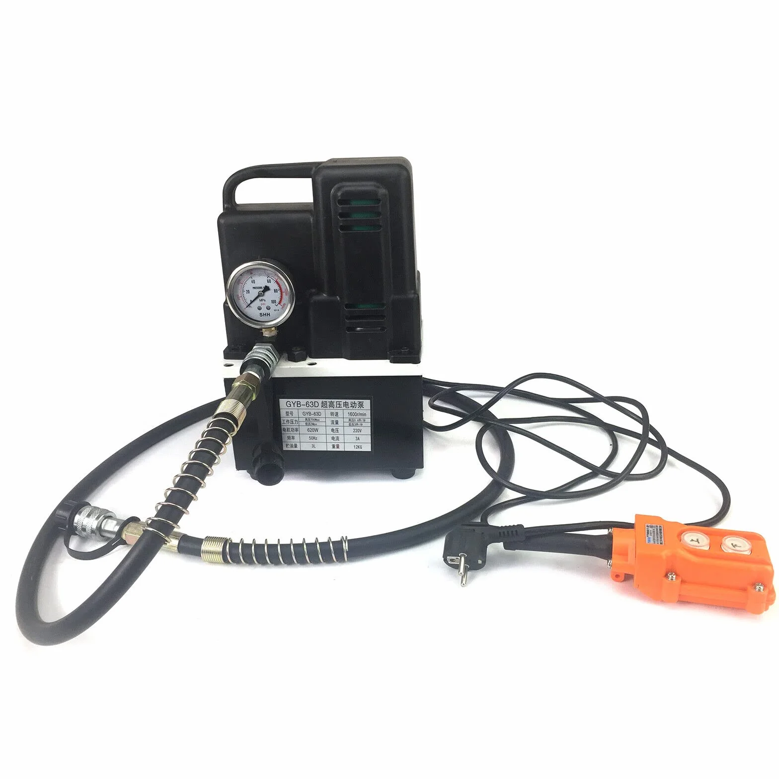 Elektryczna pompa hydrauliczna 700 bar 220 V czarna, kompaktowa pompa wysokociśnieniowa do wszechstronnych zastosowań. Lekka, wydajna i niezawodna do zadań hydraulicznych