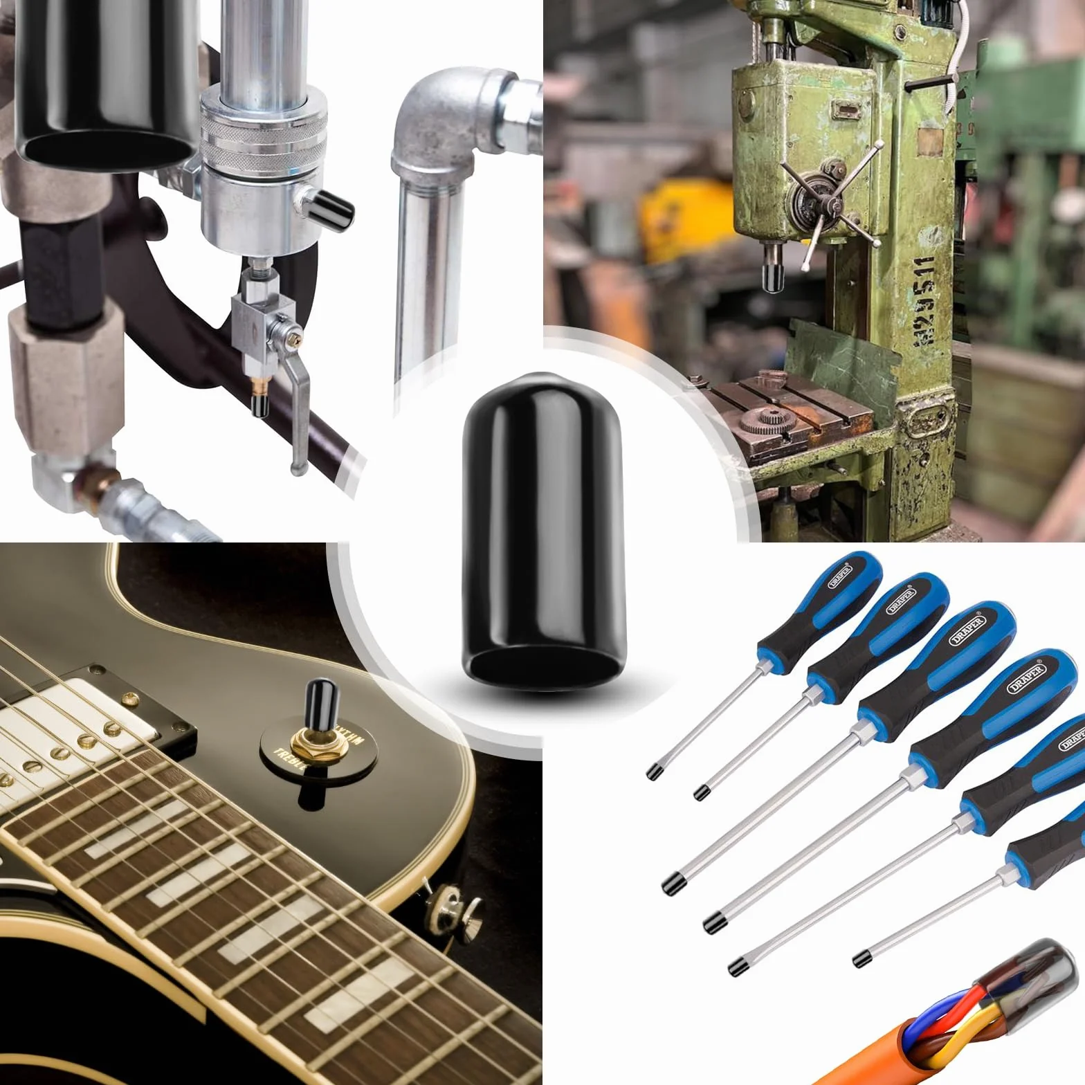 100 sztuk gumowych zaślepek 6 mm / 0,24 cala PVC okrągłe zaślepki drutowe czarne do butelek 5,5-7 mm rury gwintowane śruby ochronne krzesło noga śruba