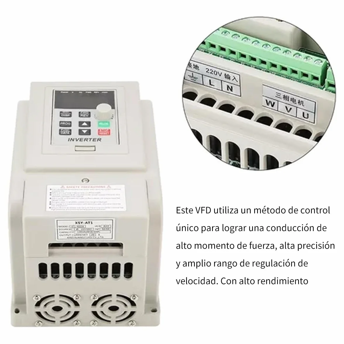 Przetwornica częstotliwości 4 kW VFD AT1-04K0X 220 V jednofazowa do silników 3-fazowych