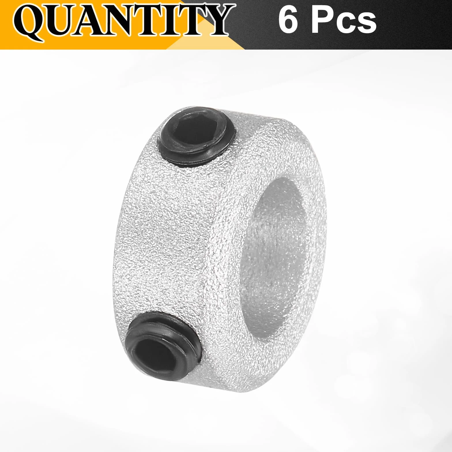 QUARKZMAN 6-częściowy zestaw kołnierzy śrubowych 8 mm otwór, kołnierz falisty ze stopu aluminium, 14 mm OD, szerokość 6 mm zacisk kołnierzowy do liniowego prowadzenia wału drążka