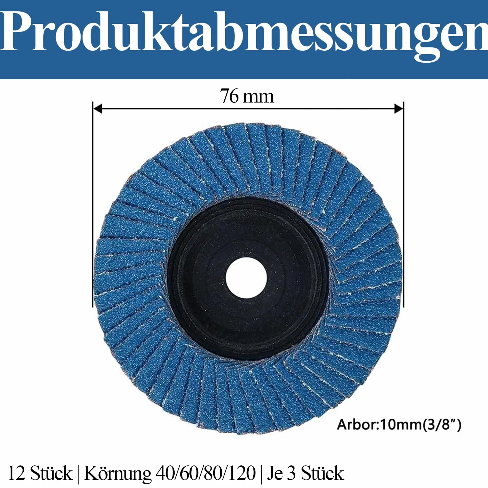 ANBOO 12 sztuk krążków wachlarzowych Ø 76 mm x 10 mm, ziarnistość 40/60/80/120, zestaw
