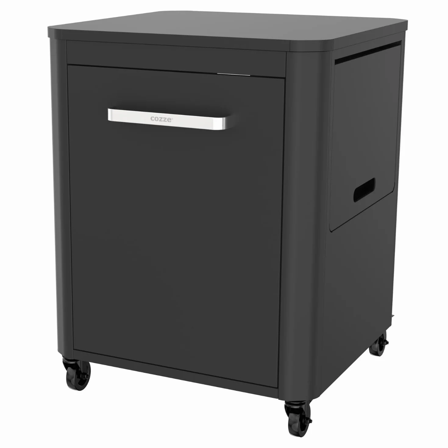 Cozze® Premium 600 stół zewnętrzny na kółkach z rozkładanymi blatami, uchwytem na butlę gazową i drzwiami, do pieców do pizzy Cozze 13/17, E200/E300 i serii 500
