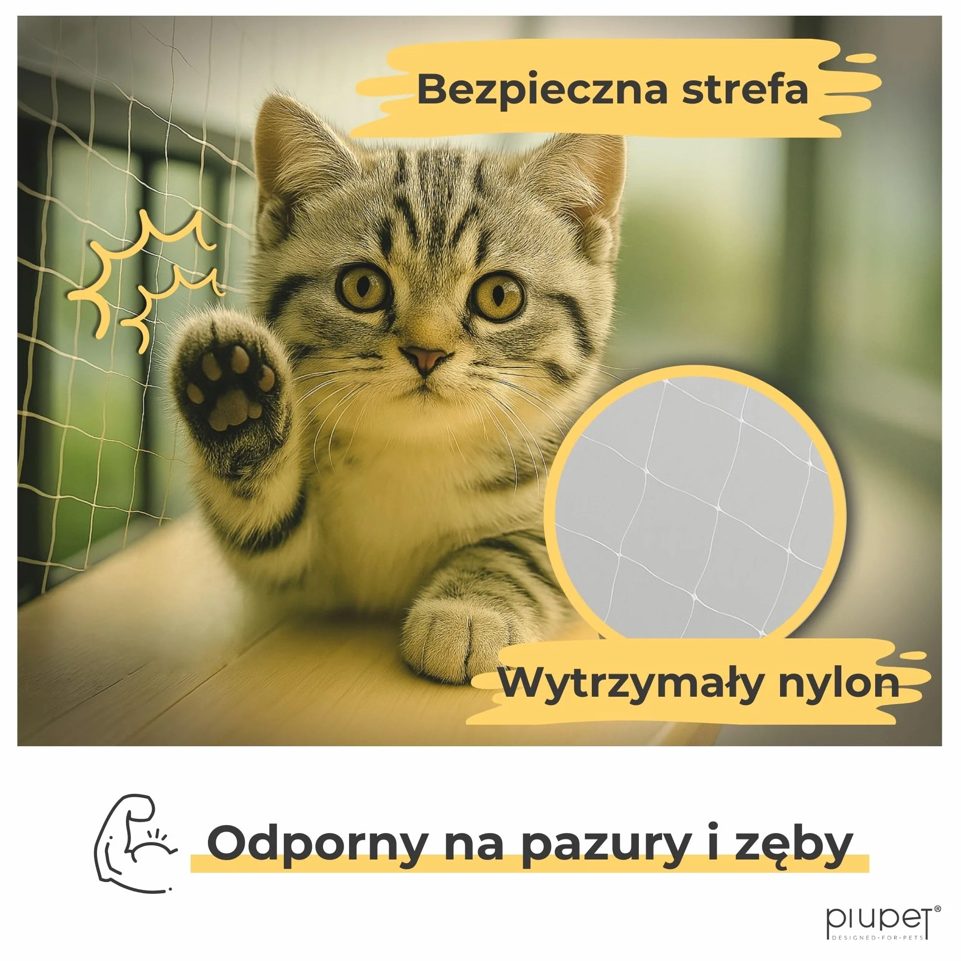 PiuPet® Siatka dla kota I 4 x 3 m, przezroczysta, wraz z materiałem montażowym, siatka dla kota na balkon, ochrona przed kotami, siatka balkonowa, idealna do nieograniczonej widoczności