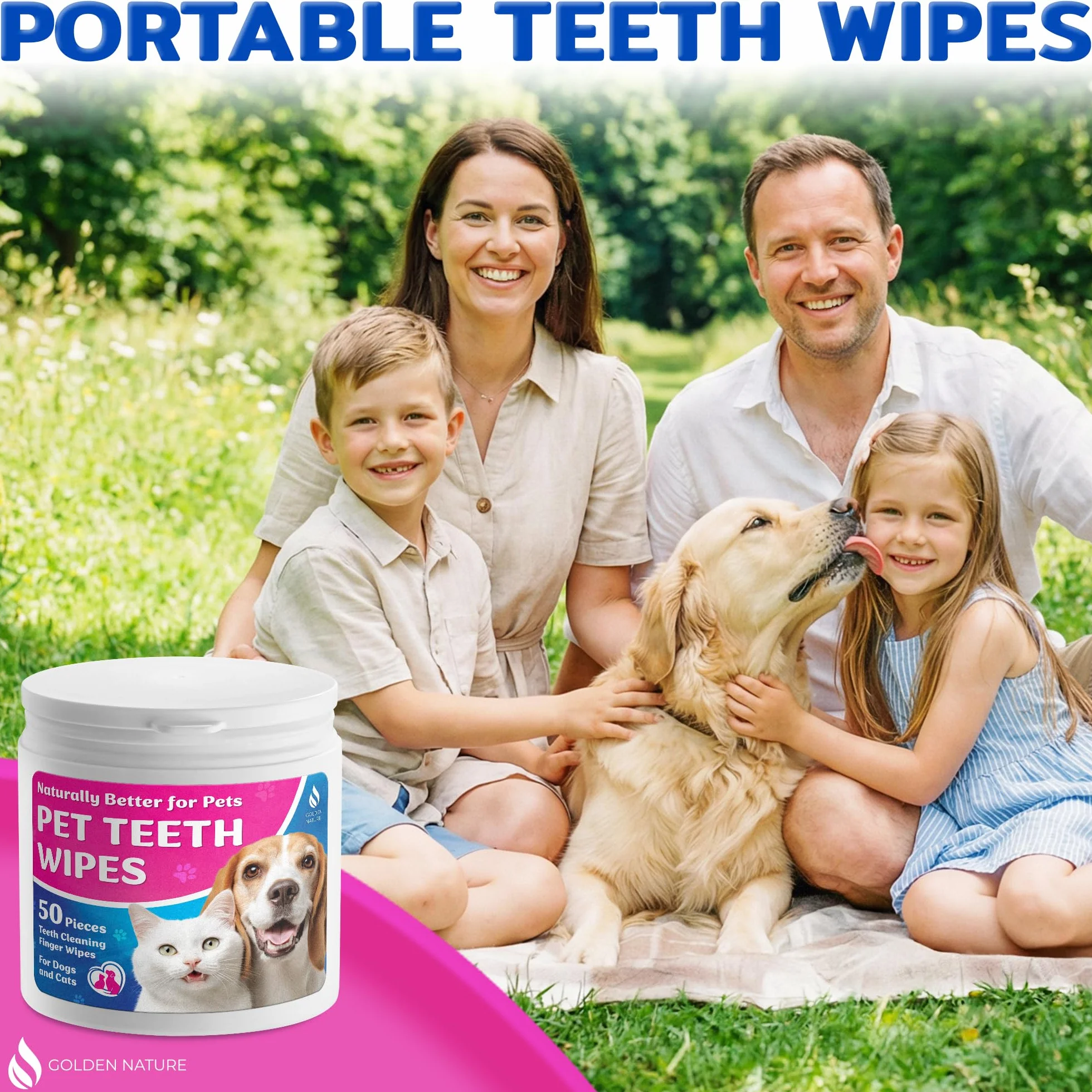Teeth Cleaning Wipes for Dogs and Cats - 100 Pcs - Pet Dental Care Finger Pads/Mouth Wipes for Fresh Breath, Plaque and Tartar Removal