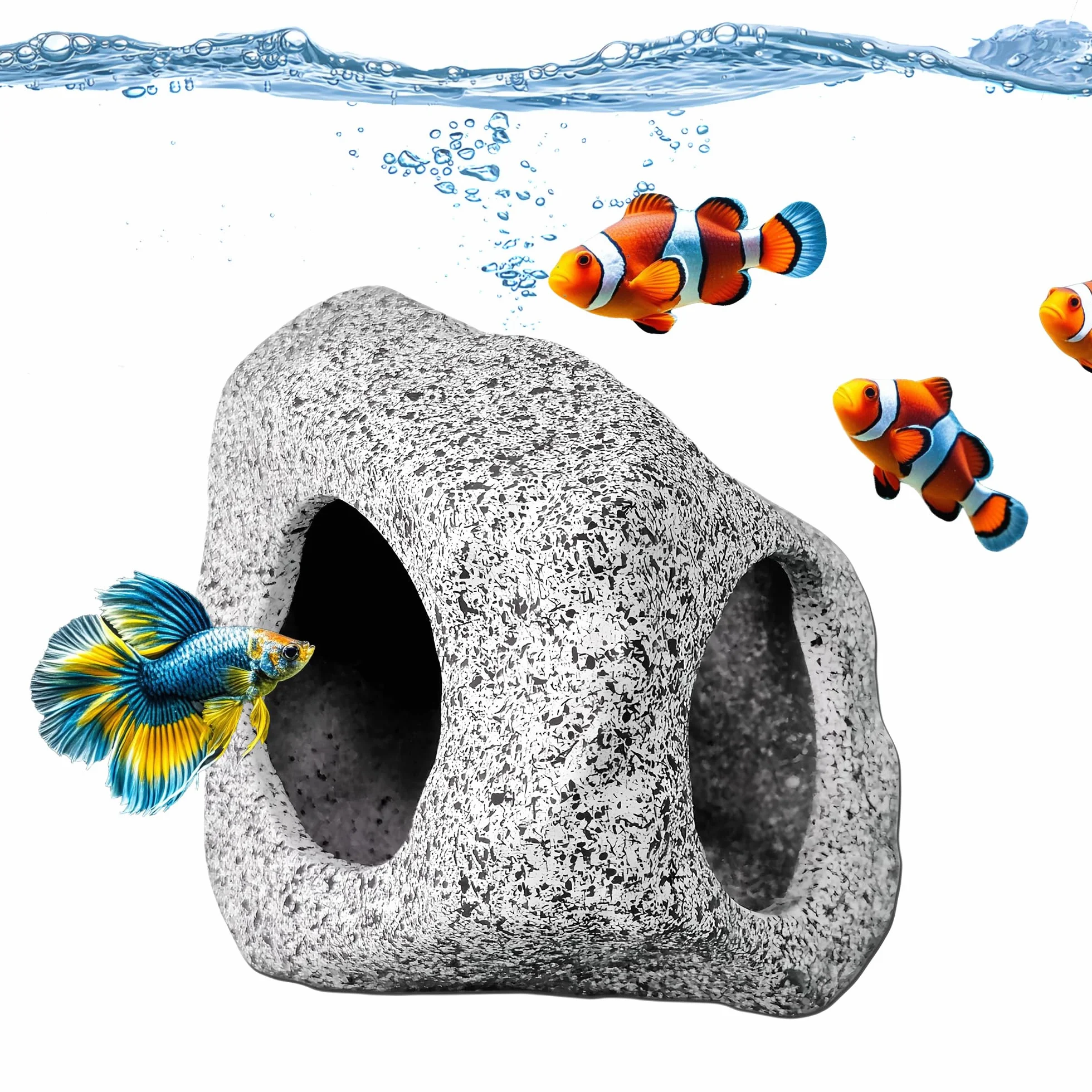 SpringSmart Ceramiczna kryjówka do akwarium, dekoracyjna skała do rozmnażania i zabawy