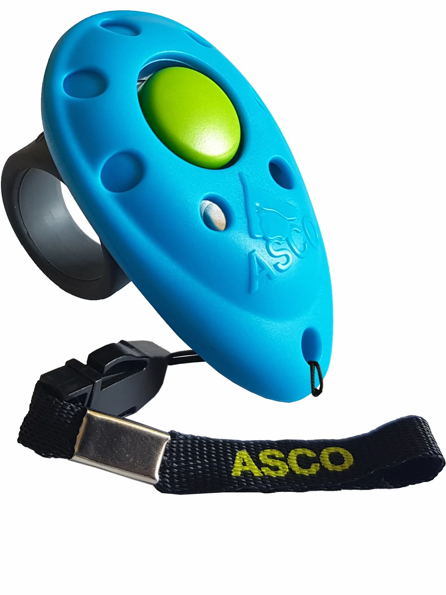 ASCO Finger Clicker, Premium Clicker do treningu klikania, profesjonalny clicker dla psów, kotów i koni, klikierak do treningu psów, niebieski, ASCO-04F