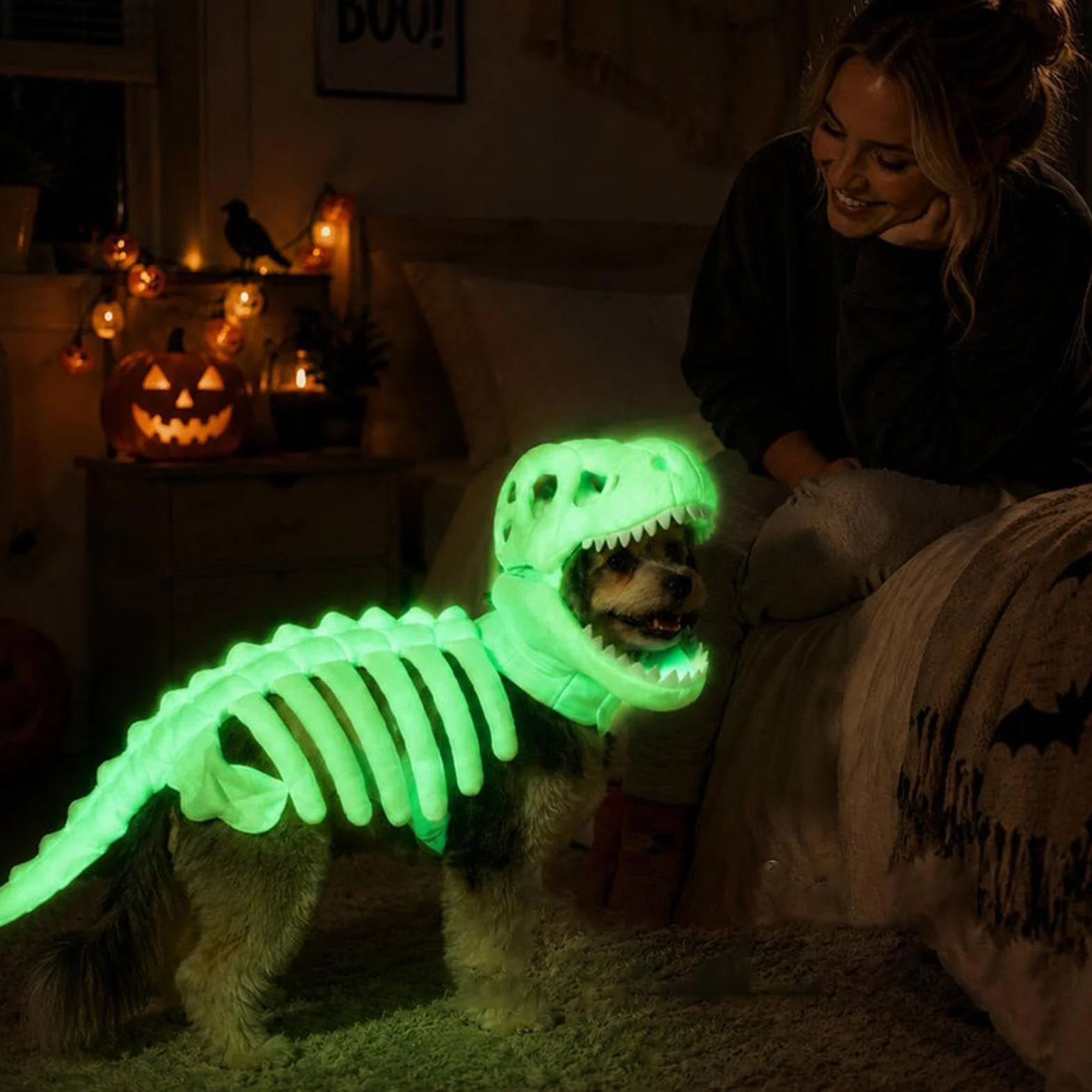 Kostium Dinozaura Szkielet Dla Kotów Stroje Halloween Z Kapturem Dla | Halloweenowy Kostium Szkieletu Dinozaura Szczeniaka Do Domu Mieszkania Sypialni Spotkań Przyjaciół