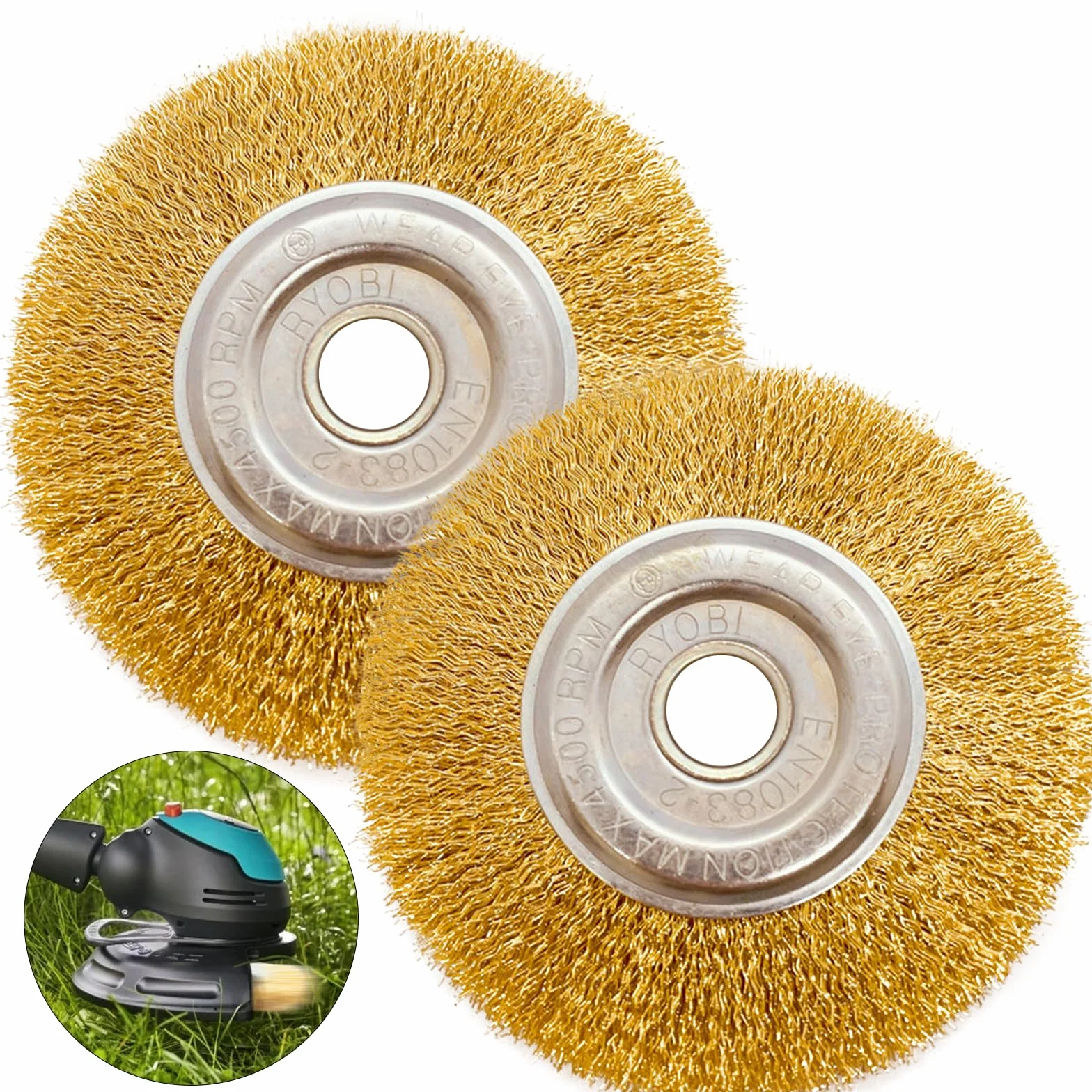Szczotka do fug z drutu stalowego 10 cm mosiężna, kompatybilna z Gloria Multibrush, 2 sztuki