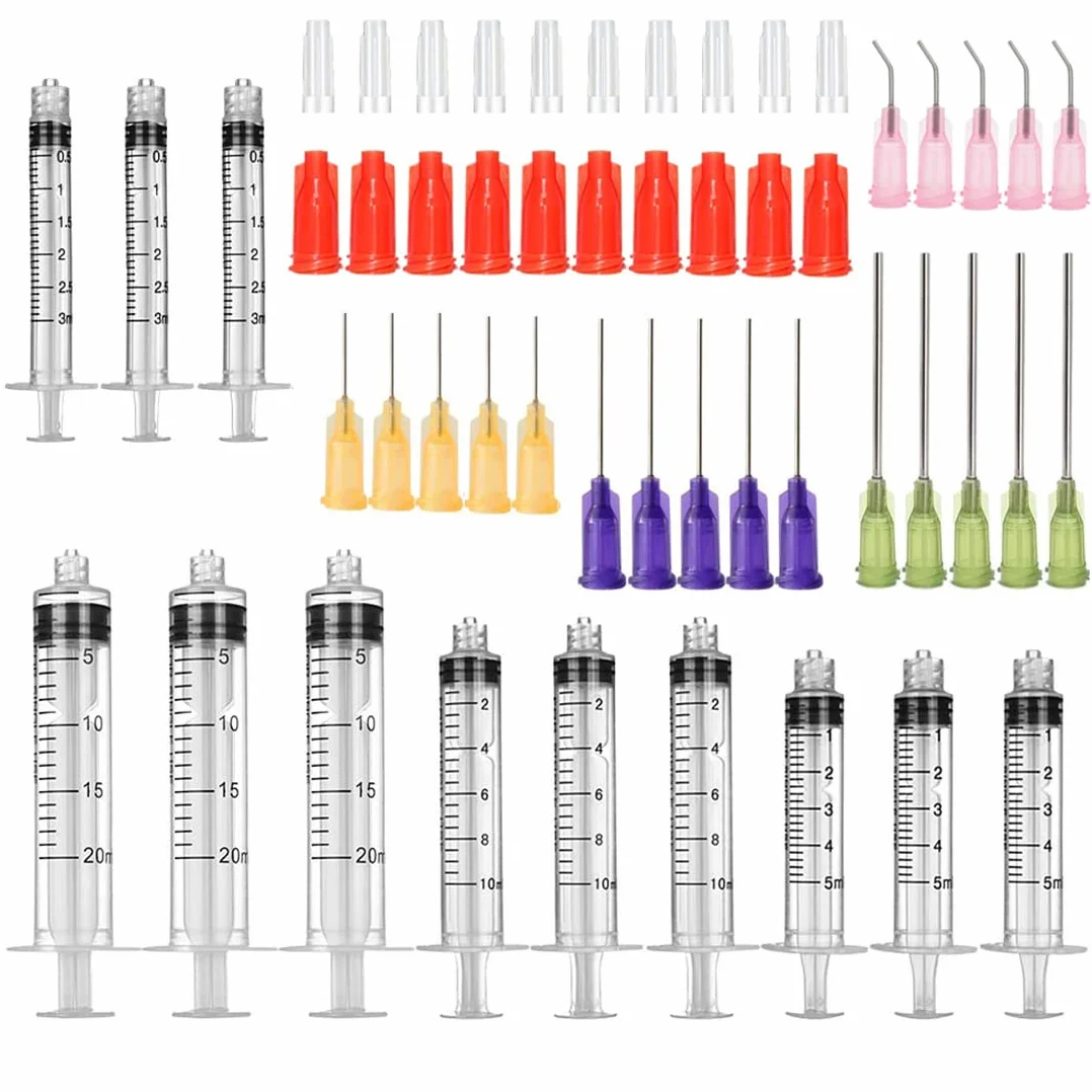 Syringes with Blunt Tip Needles 52 Pcs 3ml 5ml 10ml 20ml 14ga 20ga 21ga 23ga for Refilling Liquids