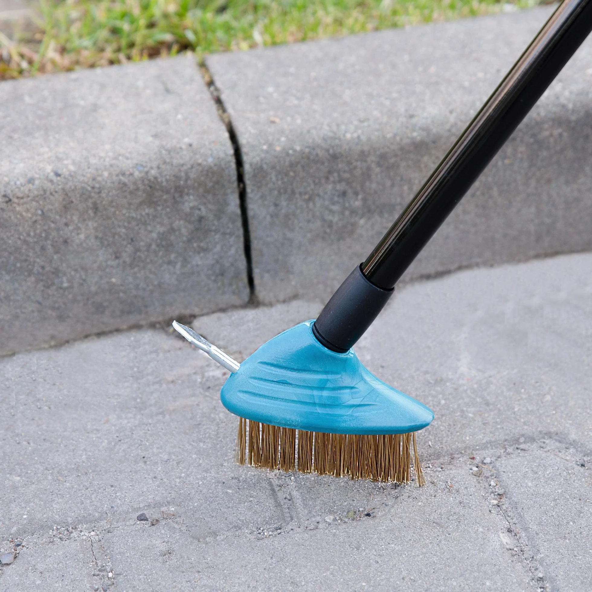 Sillar Szczotka do Usuwania Chwastów, Zestaw Szczotek do Fug Kostki z Uchwytem Teleskopowym 80-140 cm, Metalowa Szczotka Druciana, Skrobak do Fug do Usuwania Chwastów, Szczotka do Trawy i mchu