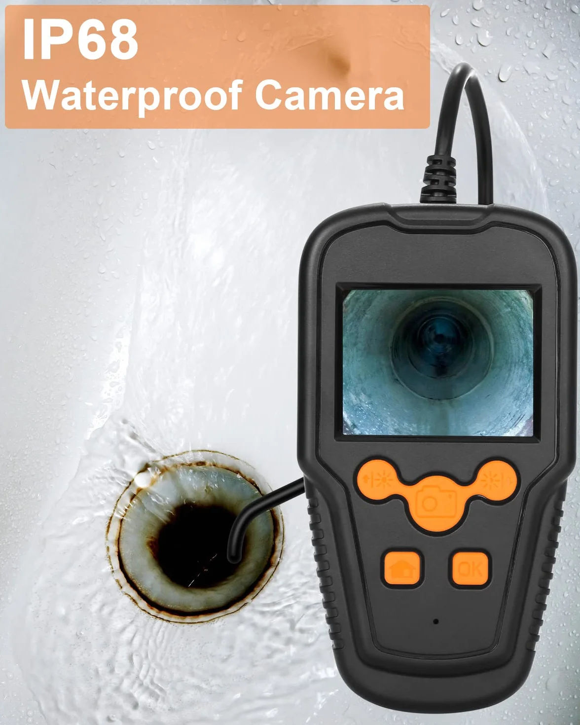 Przemysłowa kamera endoskopowa 1080p HD IP68 8mm 5m półsztywny kabel akumulator 2600mAh