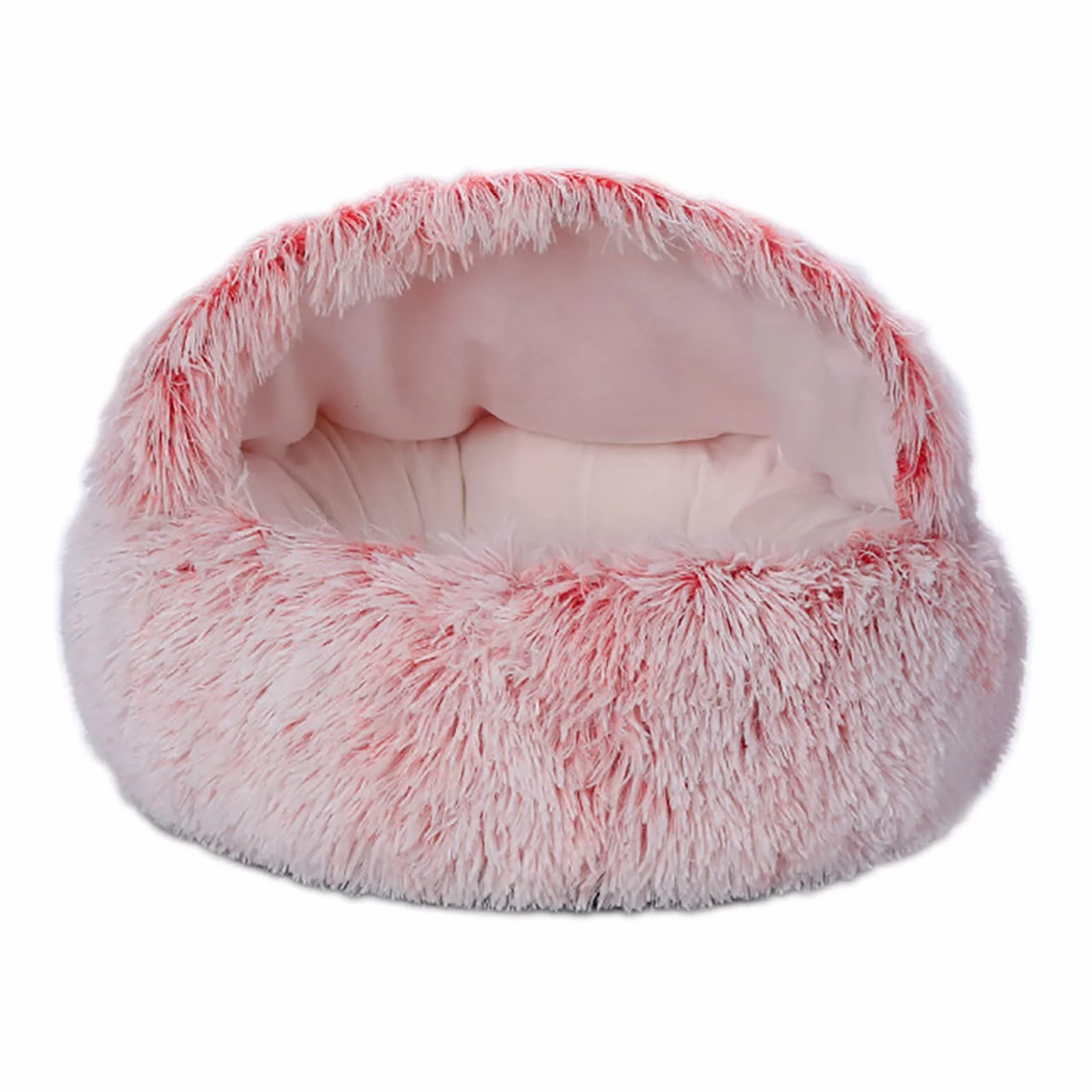 Łóżka dla kotów domowych, 60 cm, okrągły pączek, można prać, legowisko dla kota, puszyste, uspokajające, samonagrzewające się, miękkie, przytulanka w pączku, legowisko dla małych psów, kociąt, różowe, 60 cm