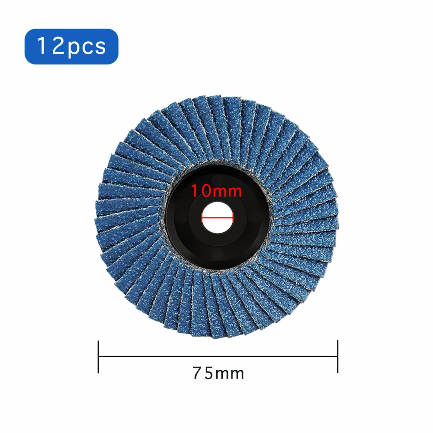 Alrens 12 sztuk krążków wachlarzowych, krążków lamelowych, krążków szlifierskich, krążków szlifierskich, 75 mm x 10 mm, ziarnistość 40/60/80/120, zestaw do mieszania, talerze szlifierskie, tarcze