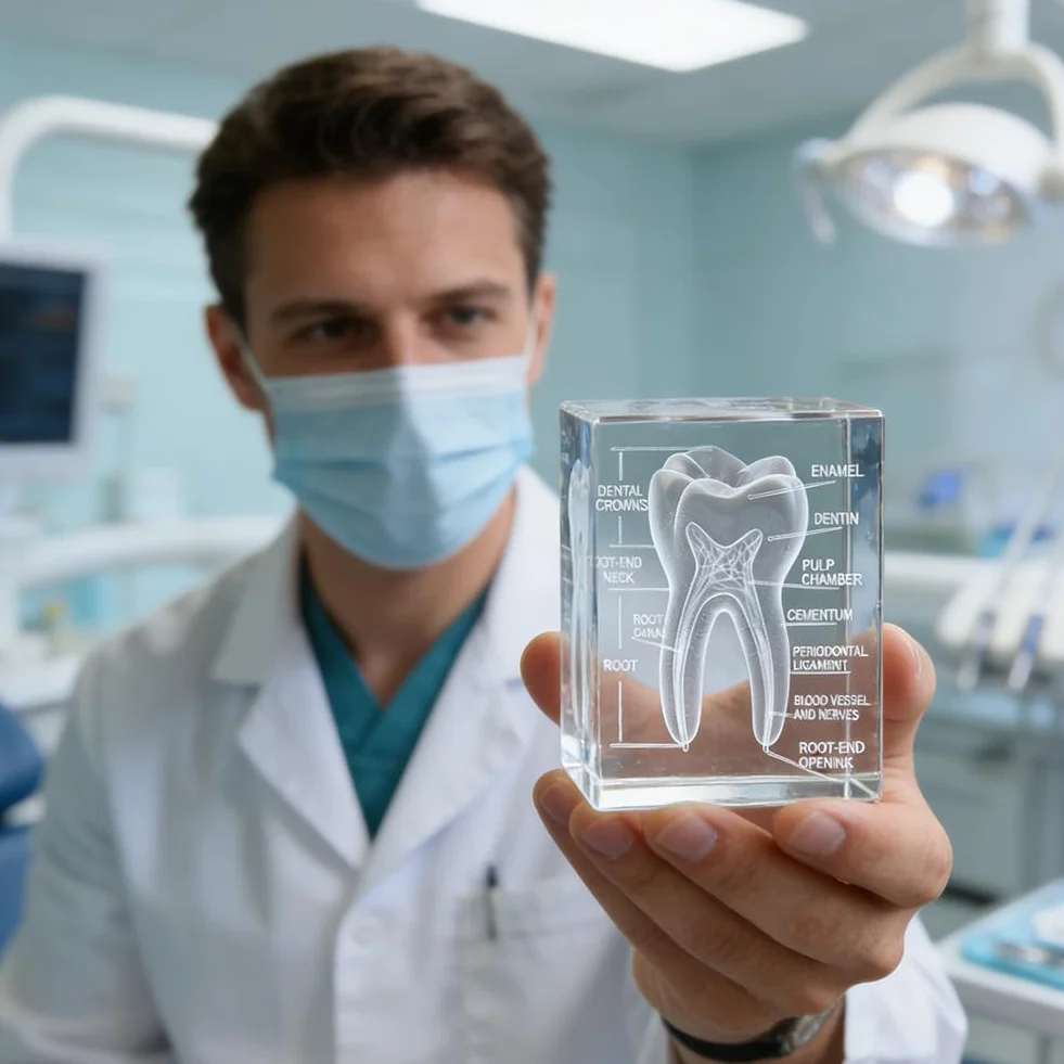 Model kryształowych zębów 3D, anatomiczne modele kryształów, precyzyjnie wytrawione modele zębów 3D, idealne dla dentystów, studentów stomatologii, dekoracja biura i wyjątkowy prezent