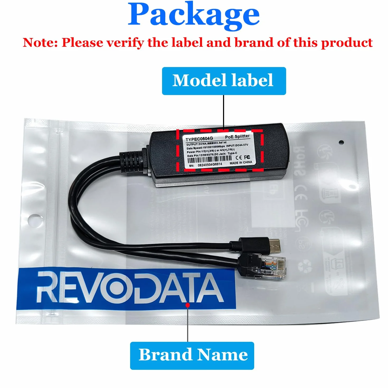 Rozdzielacz PoE 2,5 G USB-C 5 V/4 A 20 W 48 V IEEE802.3af/at