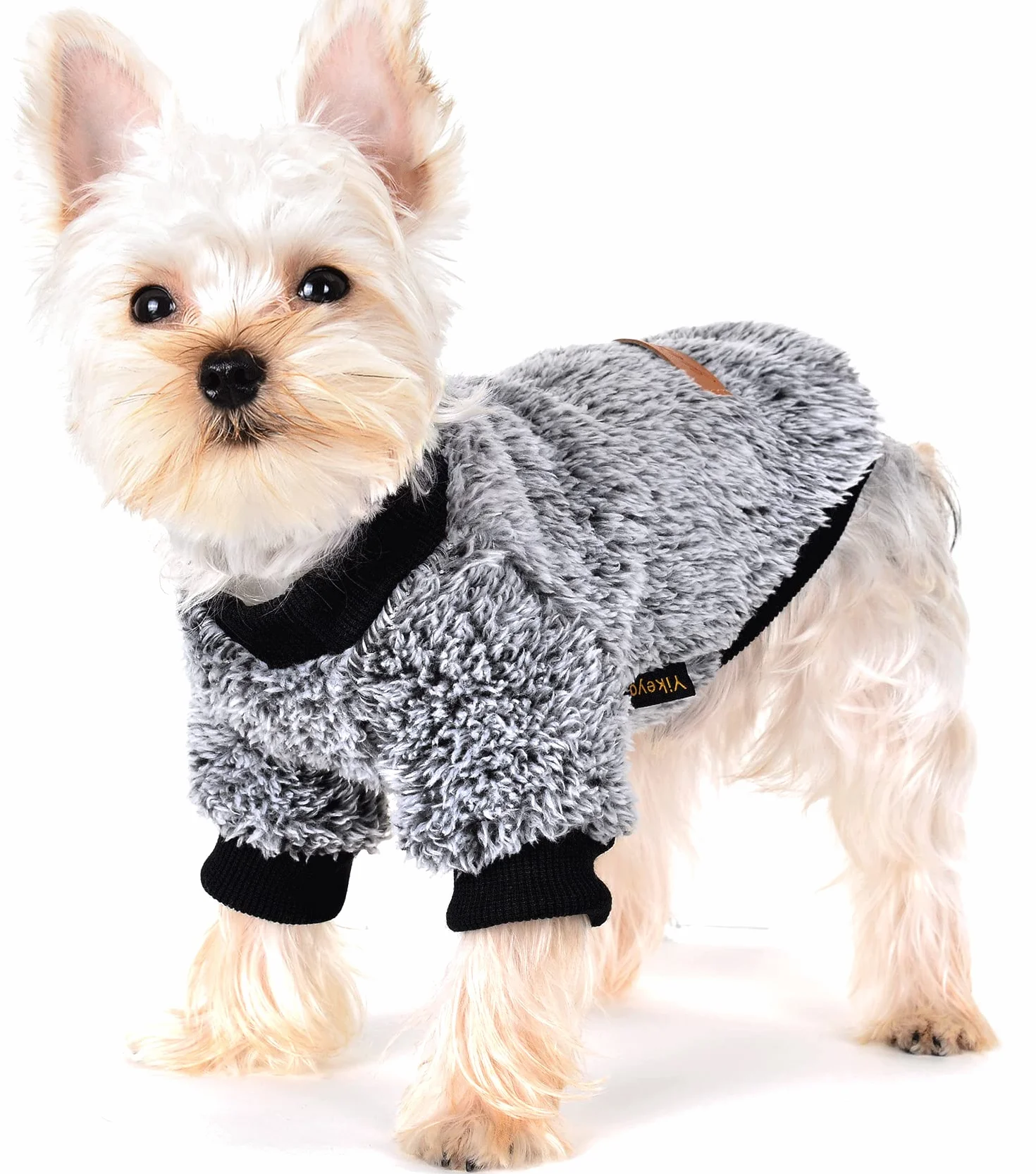 YIikeyo Zimowe ubrania dla małych psów chłopca dziewczynki Yorkie Chihuahua ciepły flanelowy sweter śliczne zabawne ubrania dla szczeniaka kot piesek płaszcz XS S M L (rozmiar M, czarny)