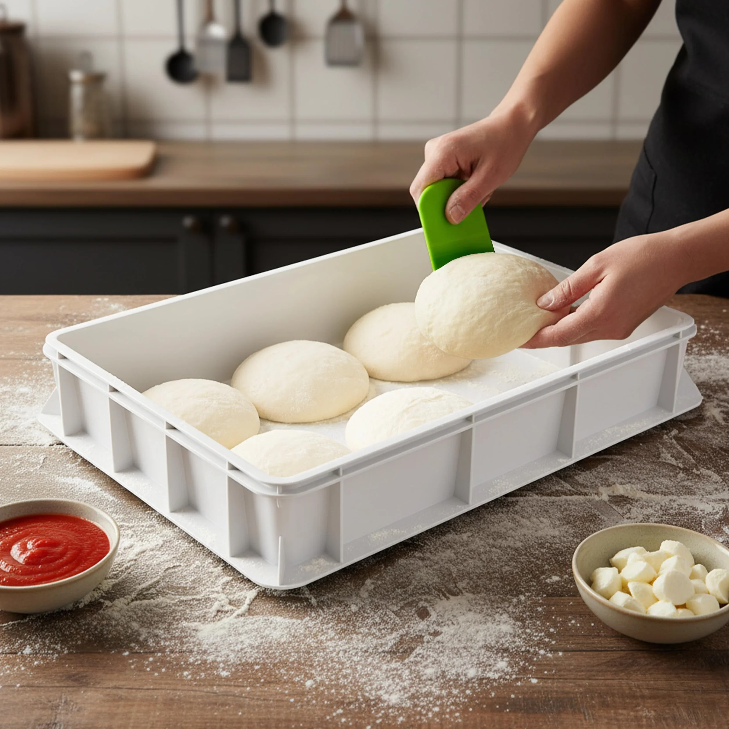 Relaxdays Pudełko na ciasto do pizzy 2 szt. z pokrywką, plastikowe przechowywanie do układania w stos, 7 x 40 x 30 cm, białe