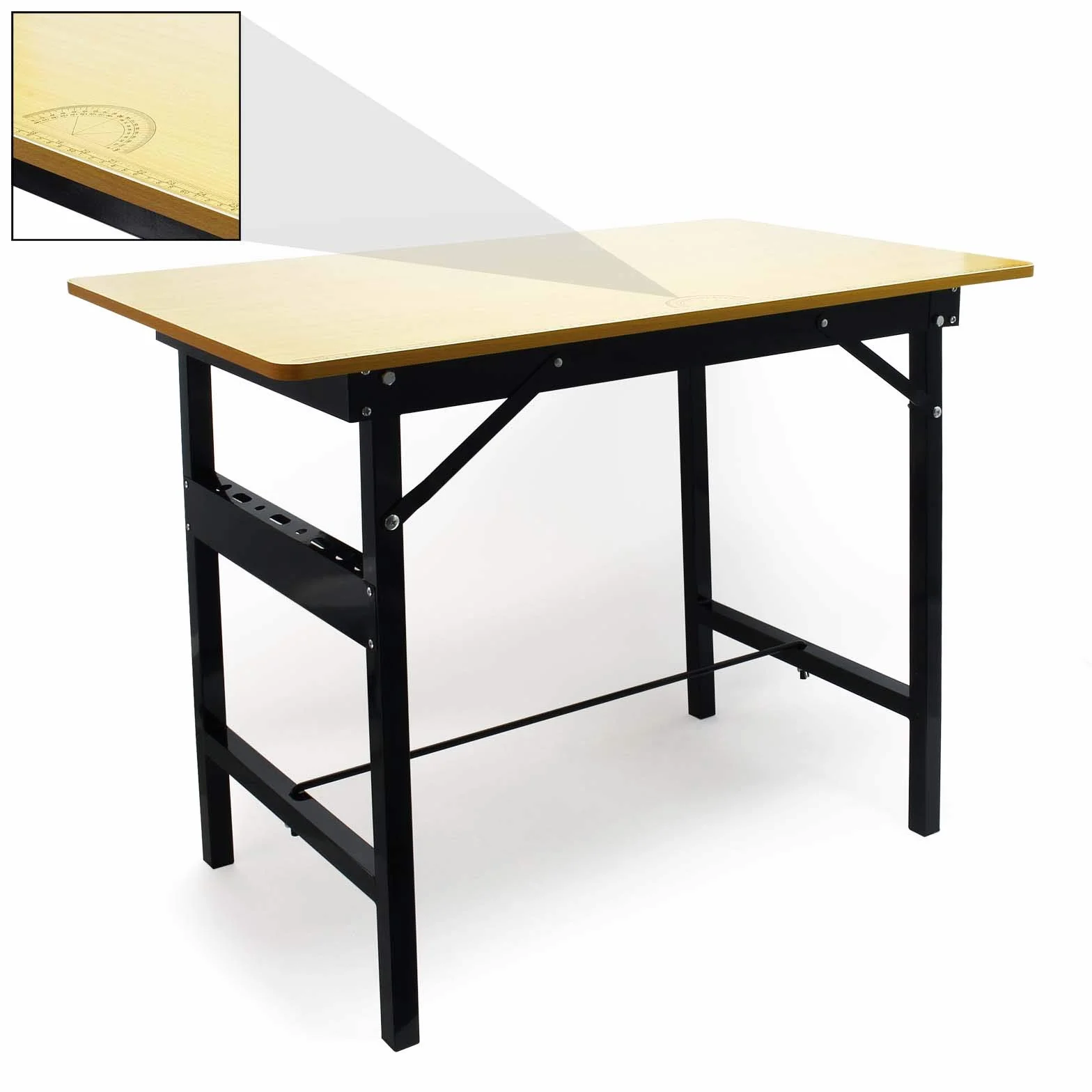 Wiltec Stół warsztatowy składany 100 x 60 x 76 cm, blat z linijką i kątomierzem, praktyczne mocowanie narzędzi po bokach, stalowy stelaż