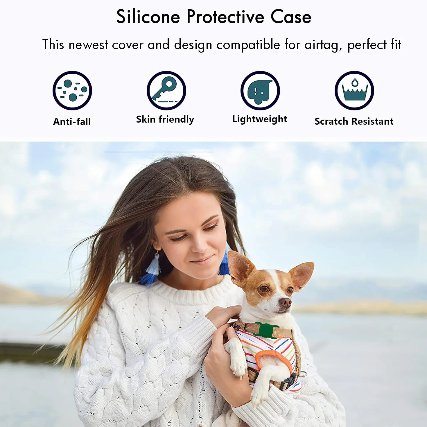 Silikonowe etui ochronne dla zwierząt domowych do Apple Airtag GPS Finder obroża dla psa, kota, uchwyt na pętlę dla zwierząt domowych, do lokalizatora Apple Tracker, urządzenie zapobiegające
