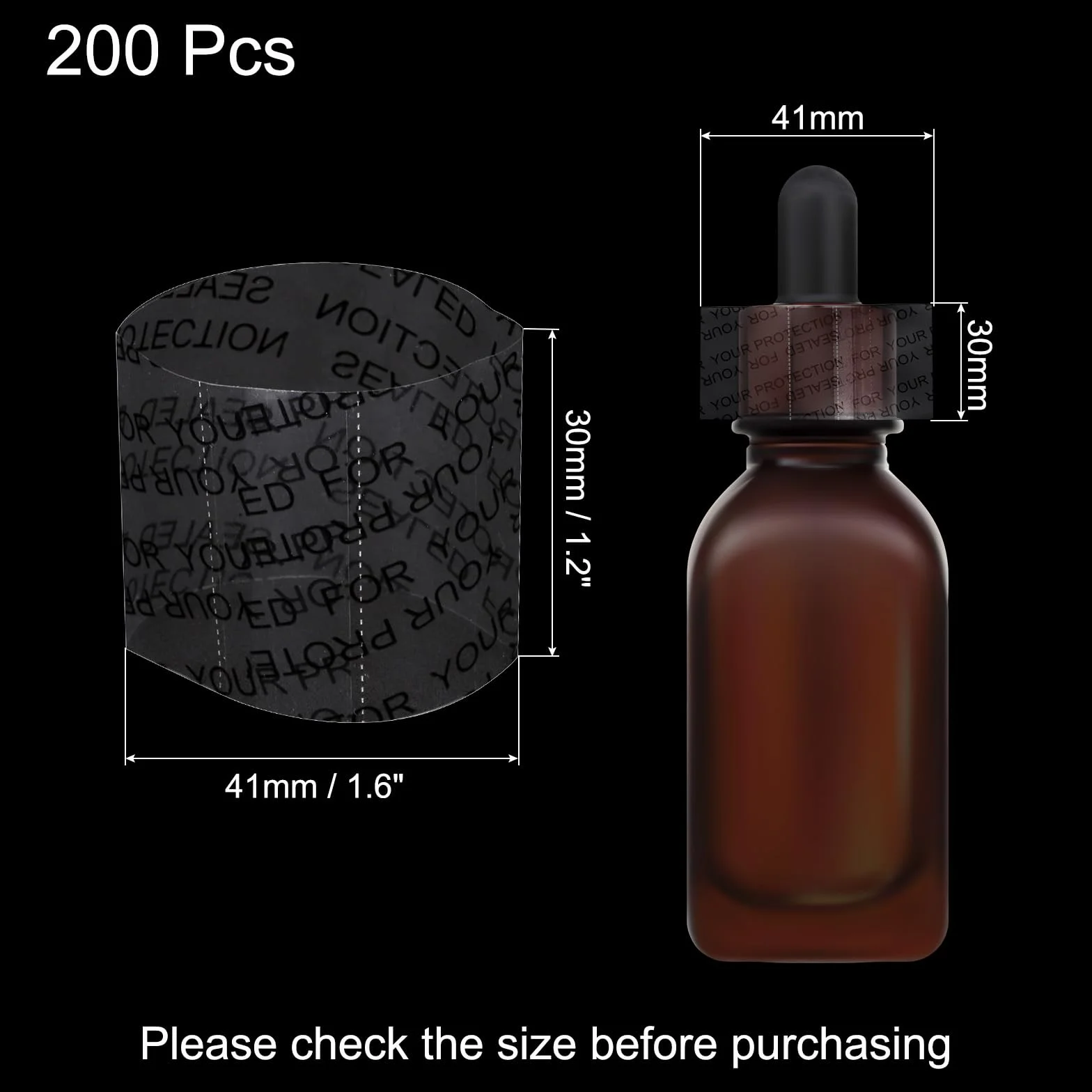 QUARKZMAN 200 sztuk taśm termokurczliwych, 41 x 30 mm, przezroczyste perforowane taśmy termokurczliwe z PCW, taśmy termokurczliwe do butelek, uszczelki szklane do butelek z kroplomierzem, probówek