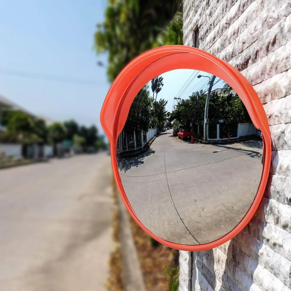 Lustro wypukłe 45 cm okrągłe lusterko drogowe szerokokątne z uchwytami montażowymi