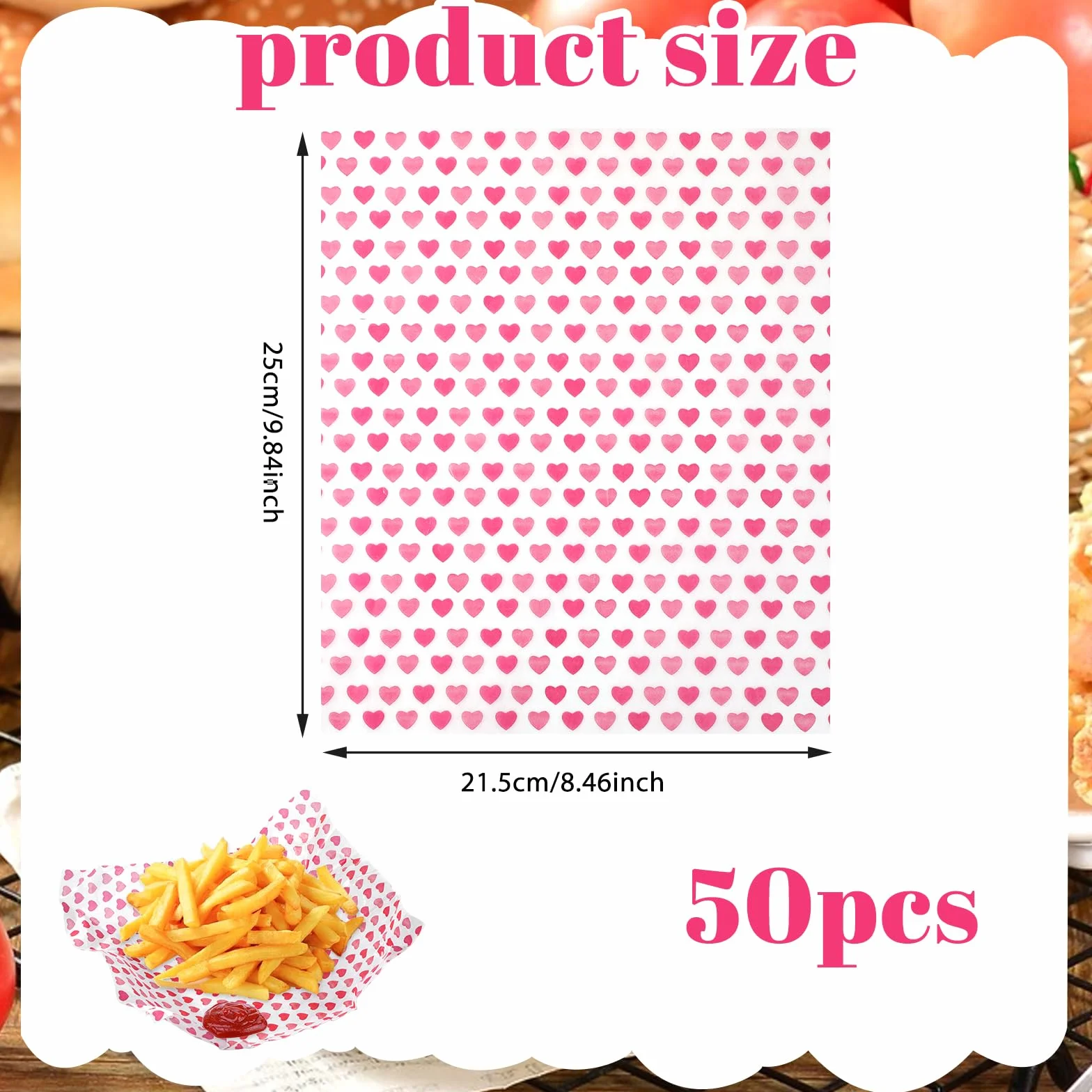 Papier woskowy do żywności 50 arkuszy 25 x 21,5 cm wodoodporny nieprzywierający