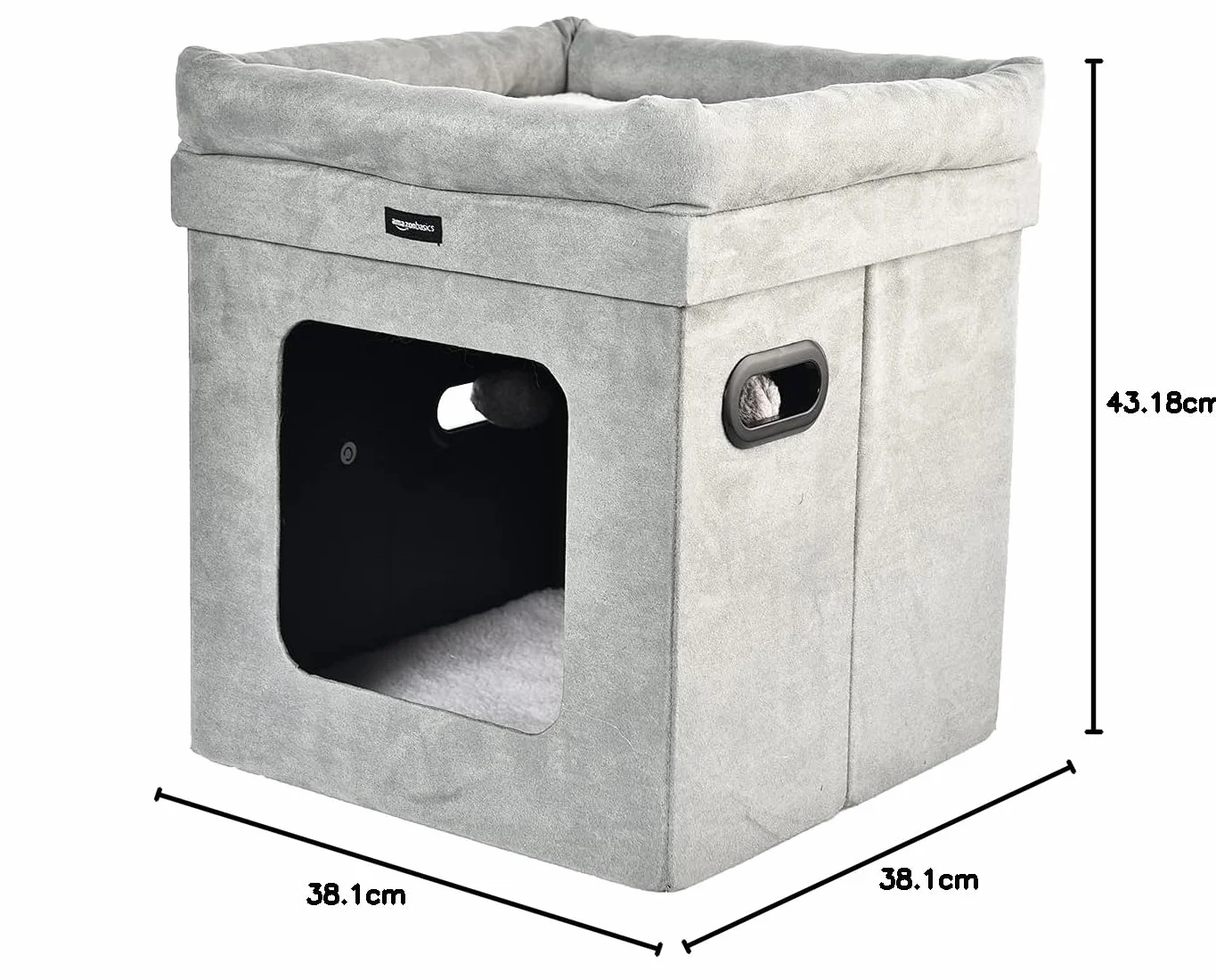 Amazon Basics – składany domek dla kota, 38 x 38 x 43 cm, szary.