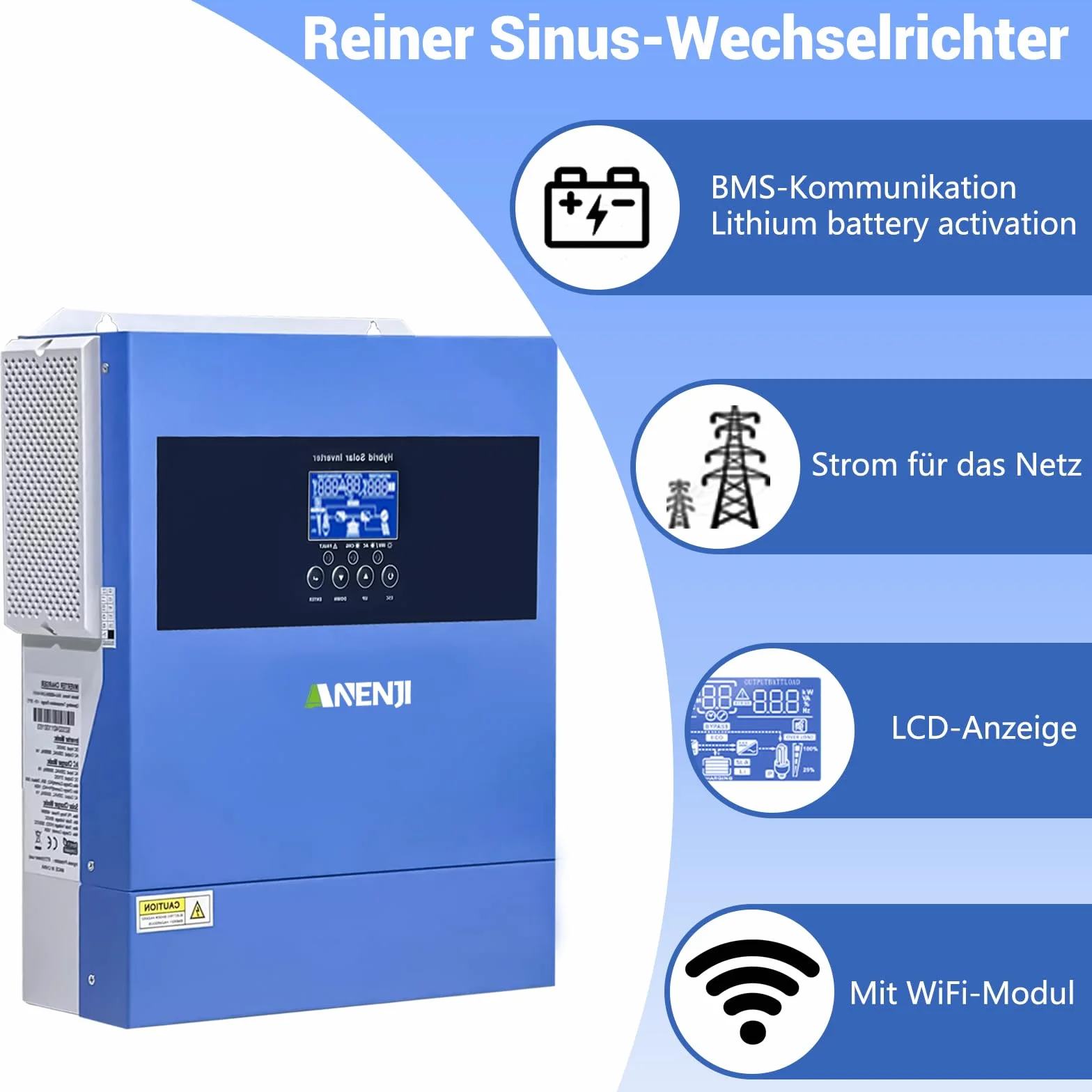 Solarny falownik hybrydowy 4.2KW 24VDC 230VAC MPPT 100A 500V WiFi