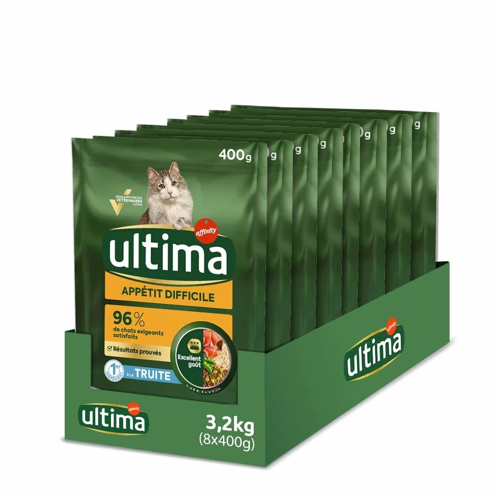 Ultima Trudny apetyt dla pstrągów - Sucha karma dla kotów - Zestaw 8 x 400 g - łącznie 3,2kg