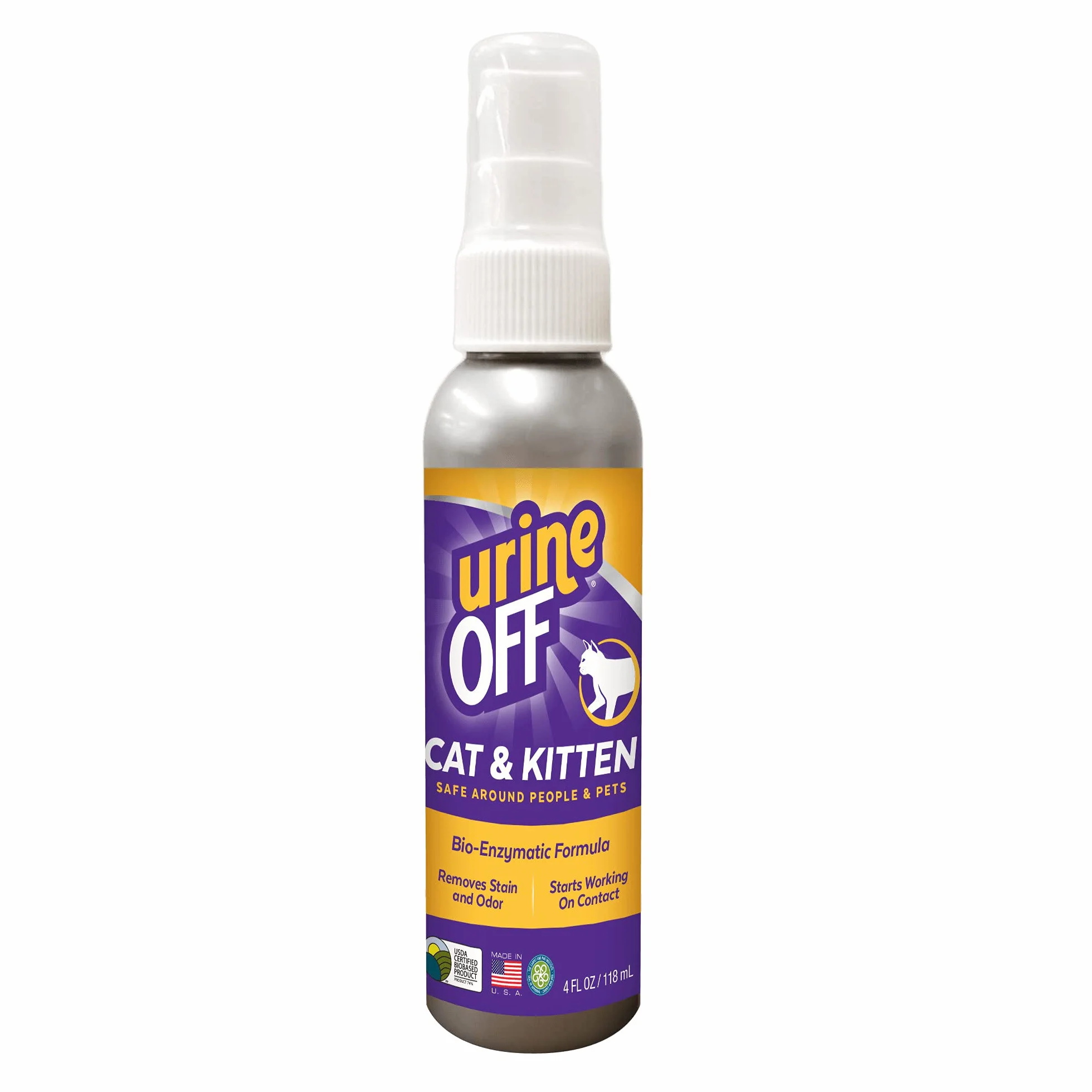 Urine OFF kot i kotek podróżny rozmiar spray, 118 ml - wyprodukowano w USA, nieprzezroczysty