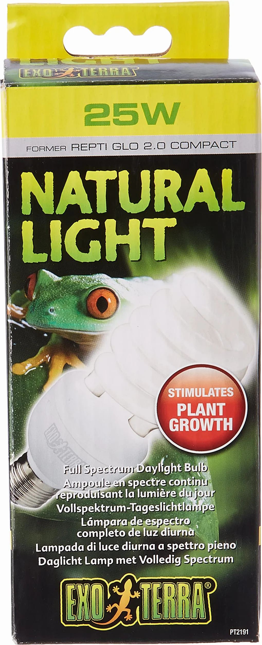 Exo Terra Natural Light, pełne spektrum światła dziennego, kompaktowa lampa UVB z idealnym spektrum światła dziennego dla wszystkich gadów i płazów, 25 W, oprawa E27