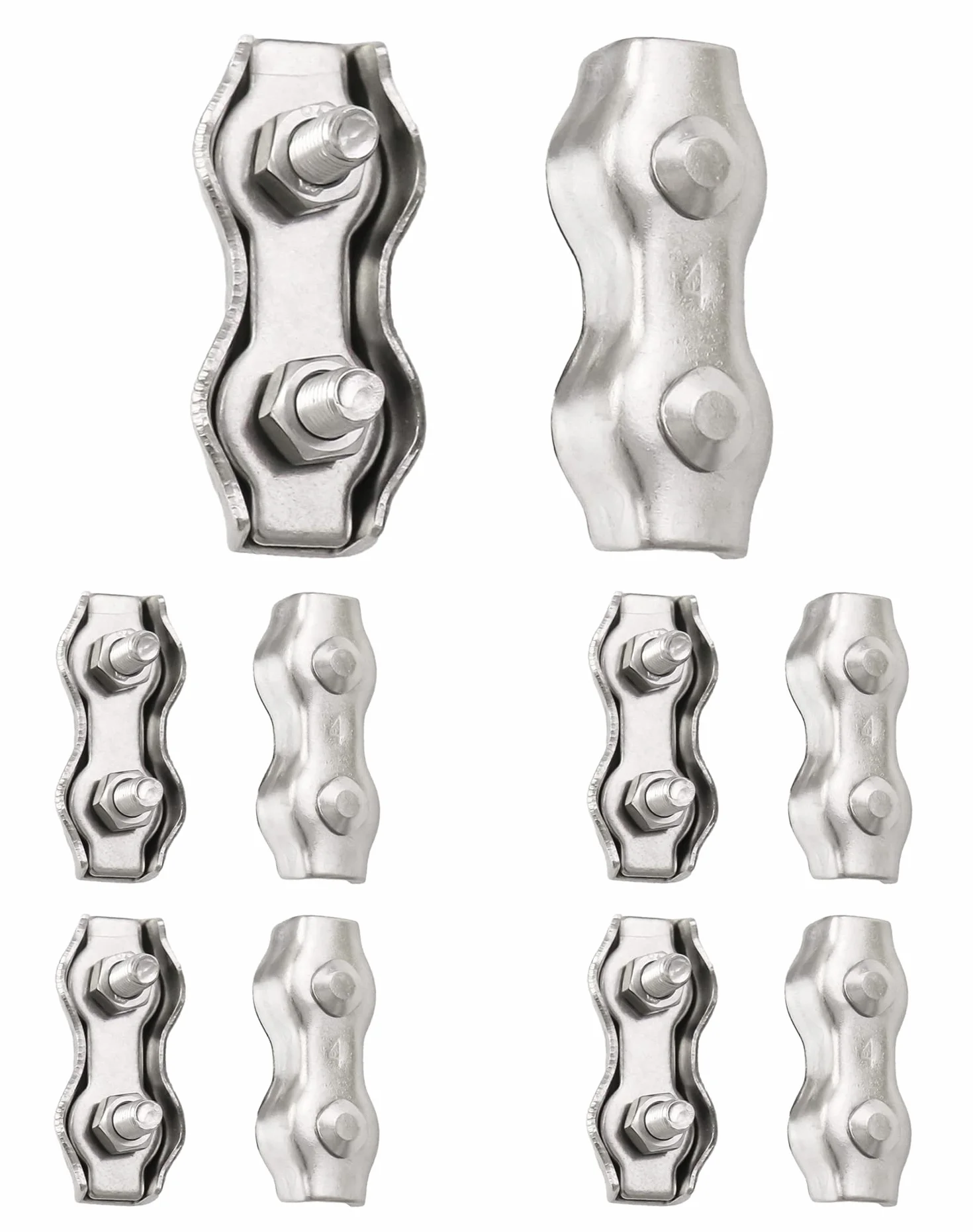 QWORK M4 Duplex zacisk do liny drucianej, stal nierdzewna 304, 3-4 mm, 10 sztuk