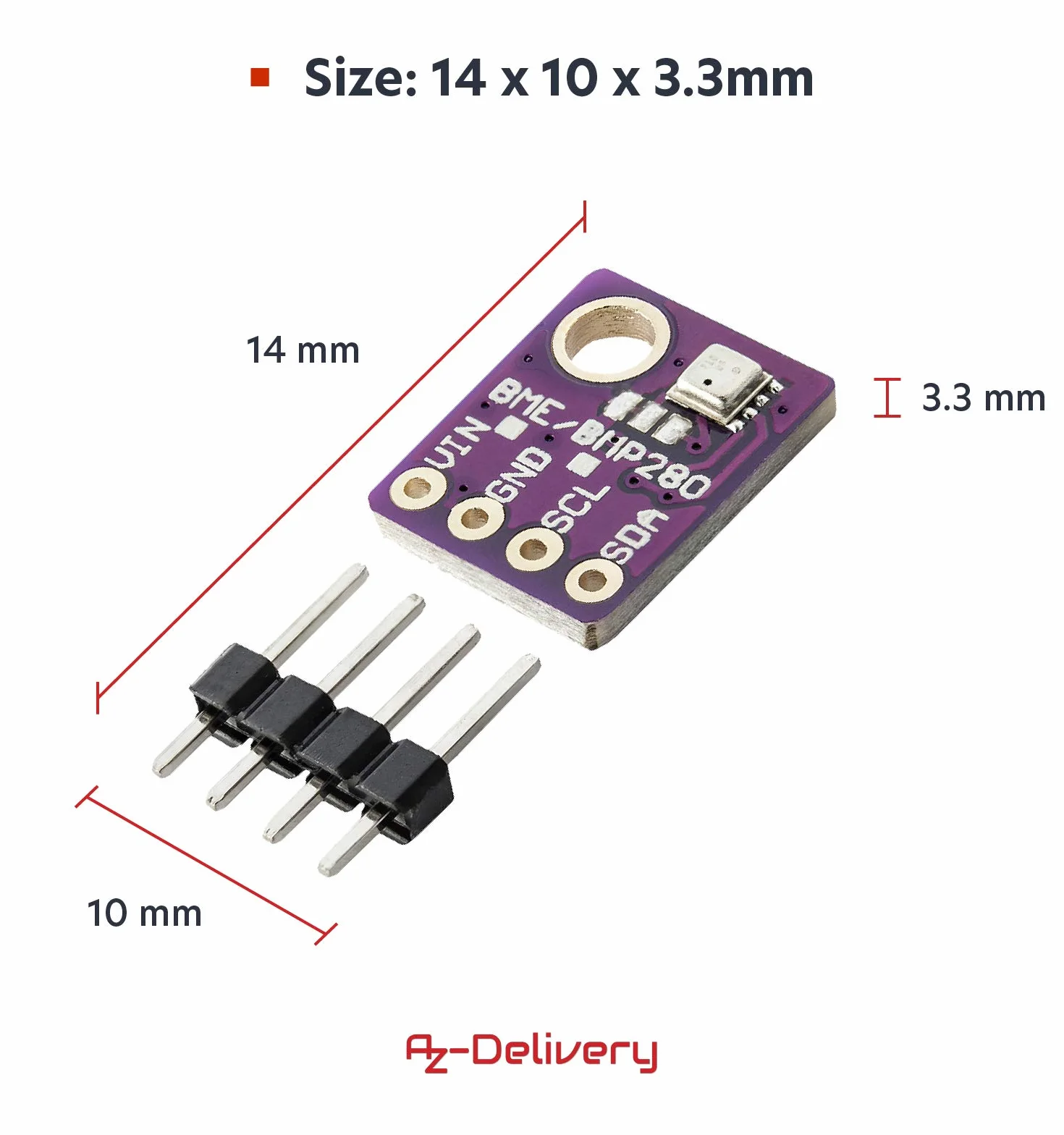 AZDelivery GY-BME280 Czujnik barometryczny do pomiaru temperatury, wilgotności i ciśnienia powietrza kompatybilny z Arduino i Raspberry Pi wraz z e-bookiem!