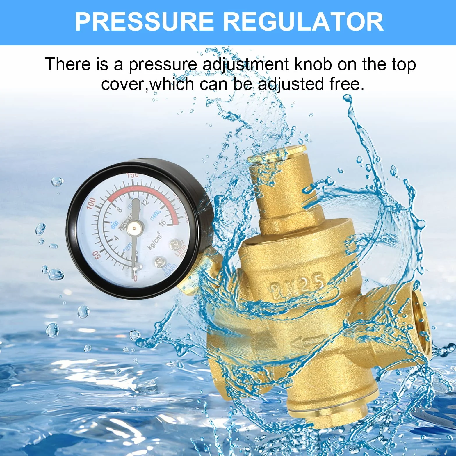 Regulator ciśnienia wody 1 cal DN25 z manometrem ciśnienia wody 100% mosiądz o wysokiej twardości, reduktor ciśnienia wody reduktor ciśnienia wody reduktor ciśnienia wody 1 cal