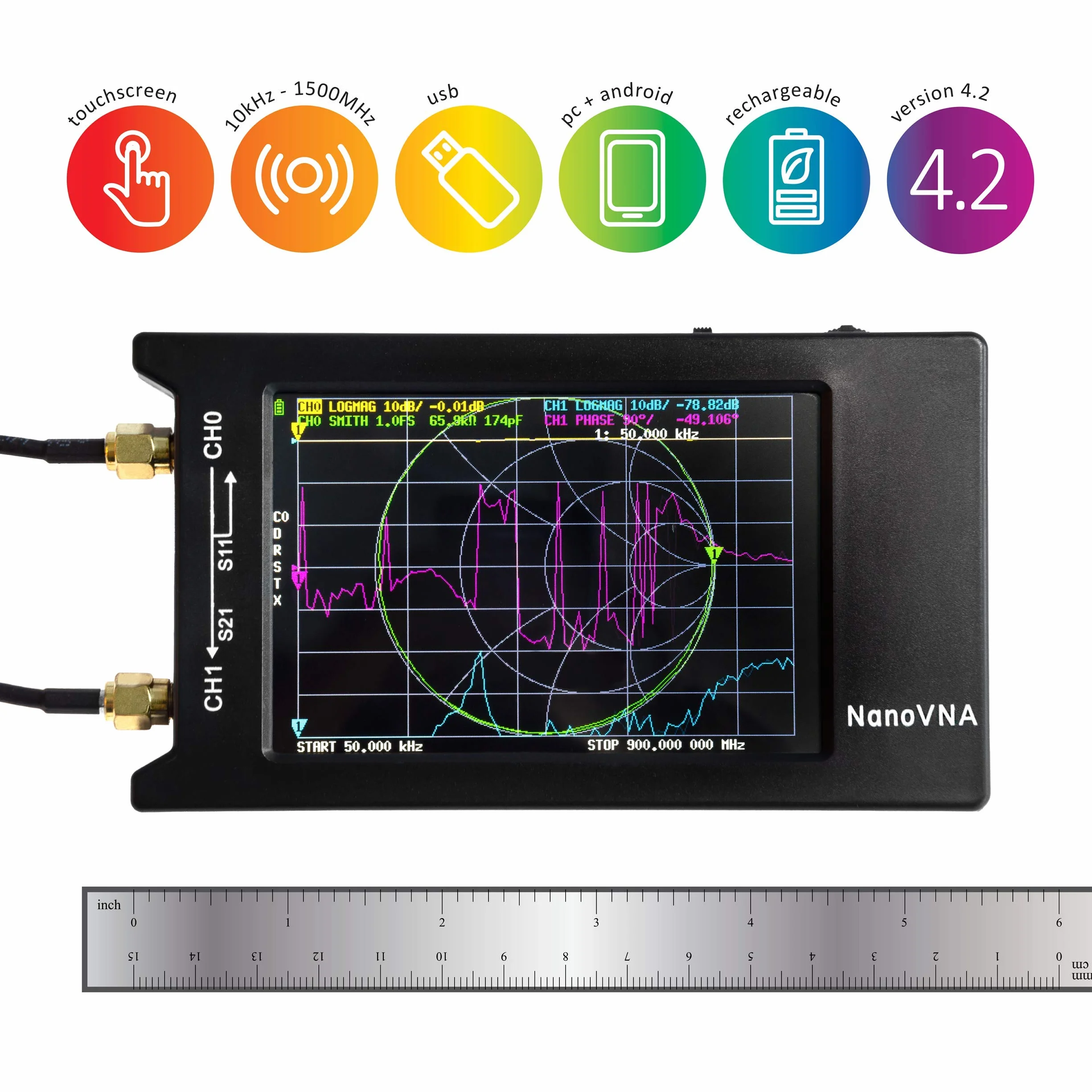 NooElec NanoVNA-H 4 - Open Hardware Vector Network Analyzer Kit od autoryzowanego dystrybutora. Zawiera przenośny VNA 50 kHz-1,5 GHz z 4-calowym wyświetlaczem LCD, ekranowaniem EMI i zestawem do