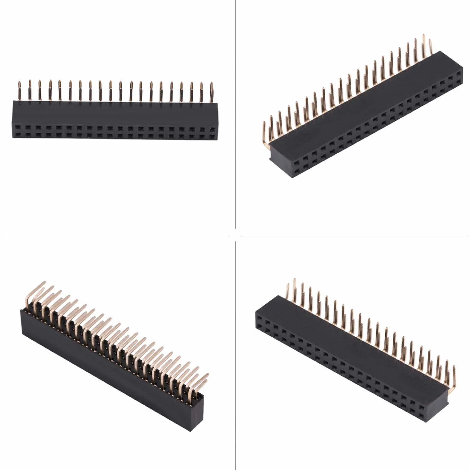Żeńskie nagłówki PCB złącze pasek 2 x 20 pinów 2,54 mm kąt prosty