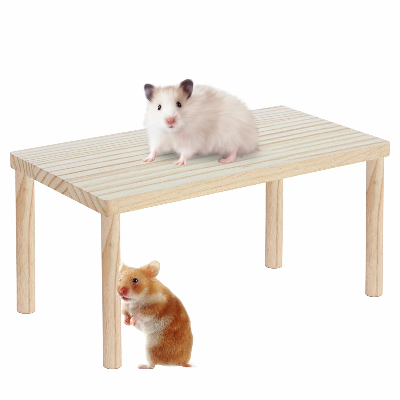 PORFOYO Platforma dla Chomików, Drewniana Platforma Wspinaczkowa 35 x 18 x 17 cm, Zabawka Wspinaczkowa Dla Chomików, Świnek Morskich, Szynszyli, Akcesoria Do Klatki