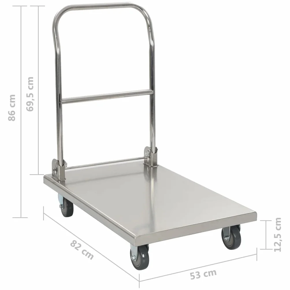 vidaXL Wózek platformowy stal nierdzewna 82x53x86 cm srebrny